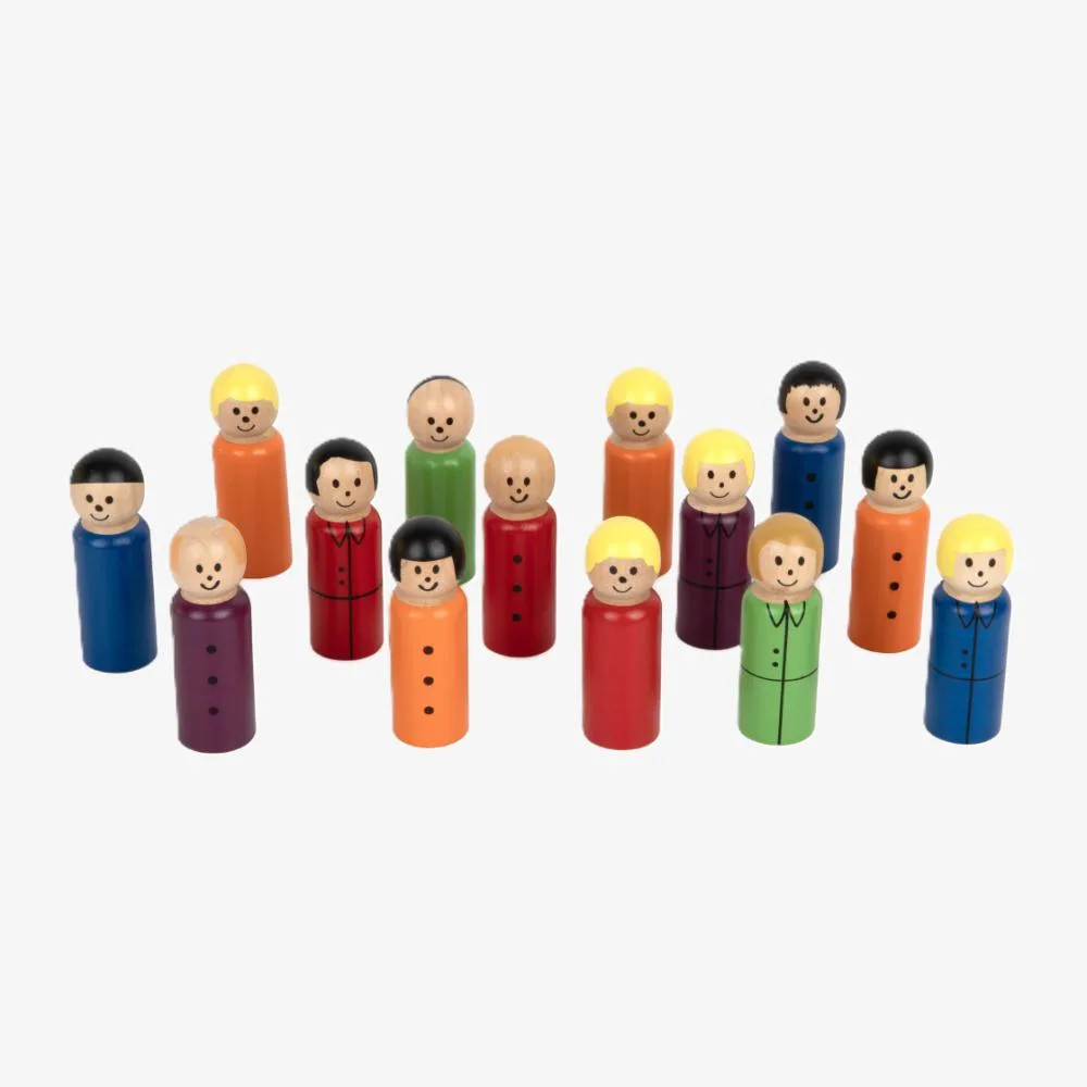 Juguete de madera - Set extra de personas, 14 piezas