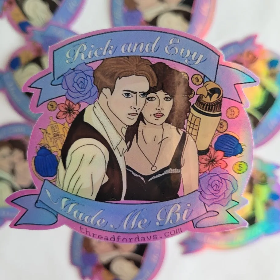 Rick and Evy Made Me Bi | Holographic Vinyl Sticker
