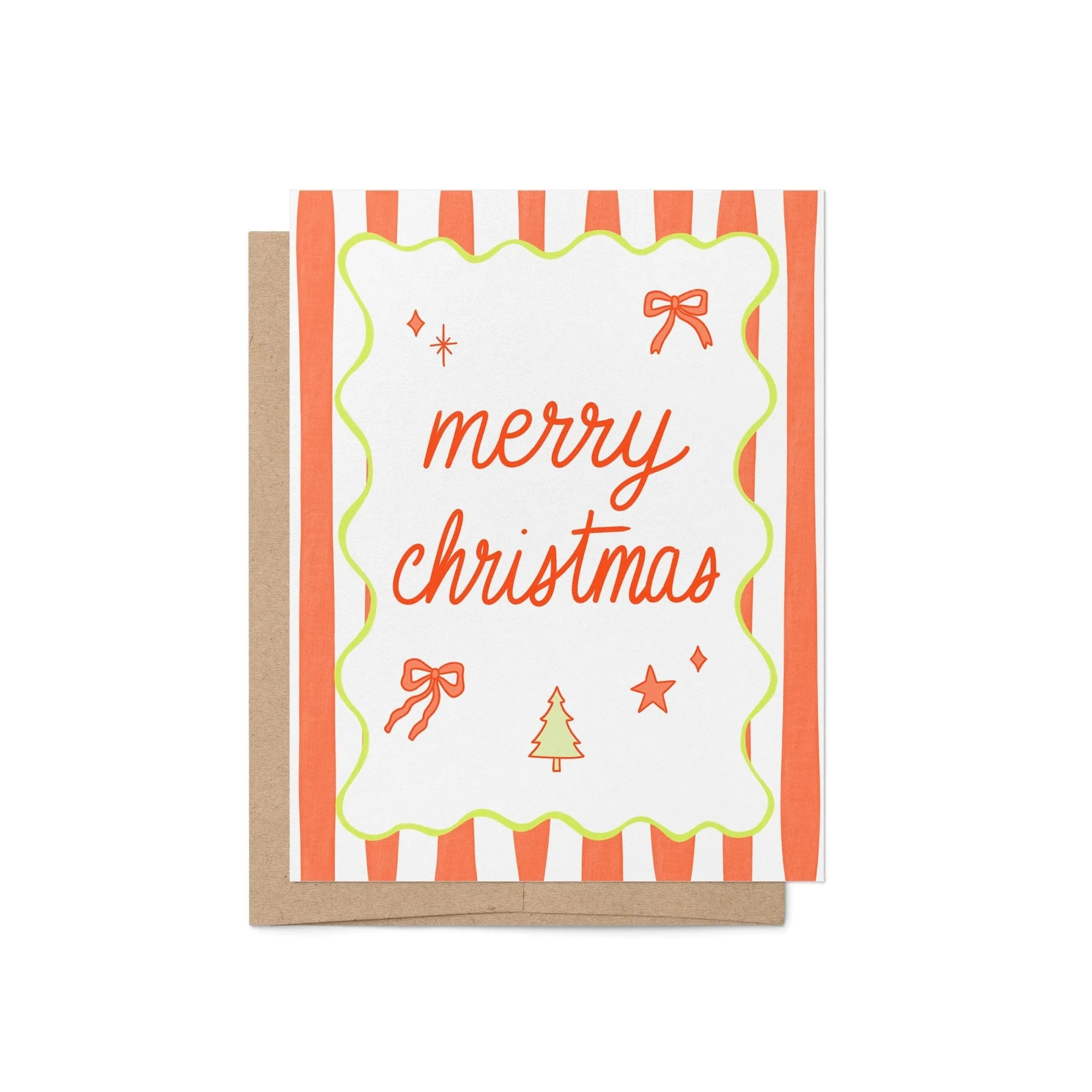 Carte de vœux rayée « Joyeux Noël »