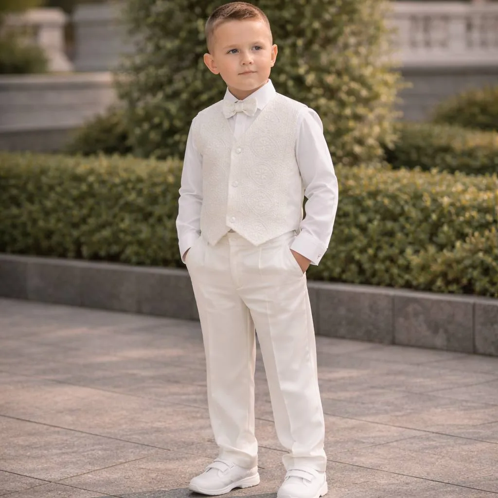 Costume de communion garçon HUGO avec gilet, chemise et nœud papillon