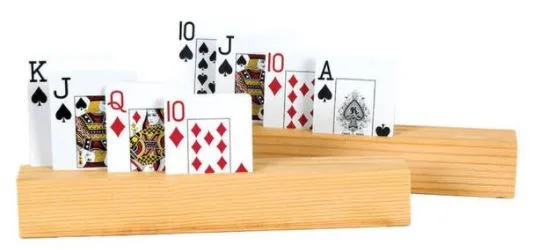 Playing Card Holder: 9 Inch Wood Rack Style - Set of 2