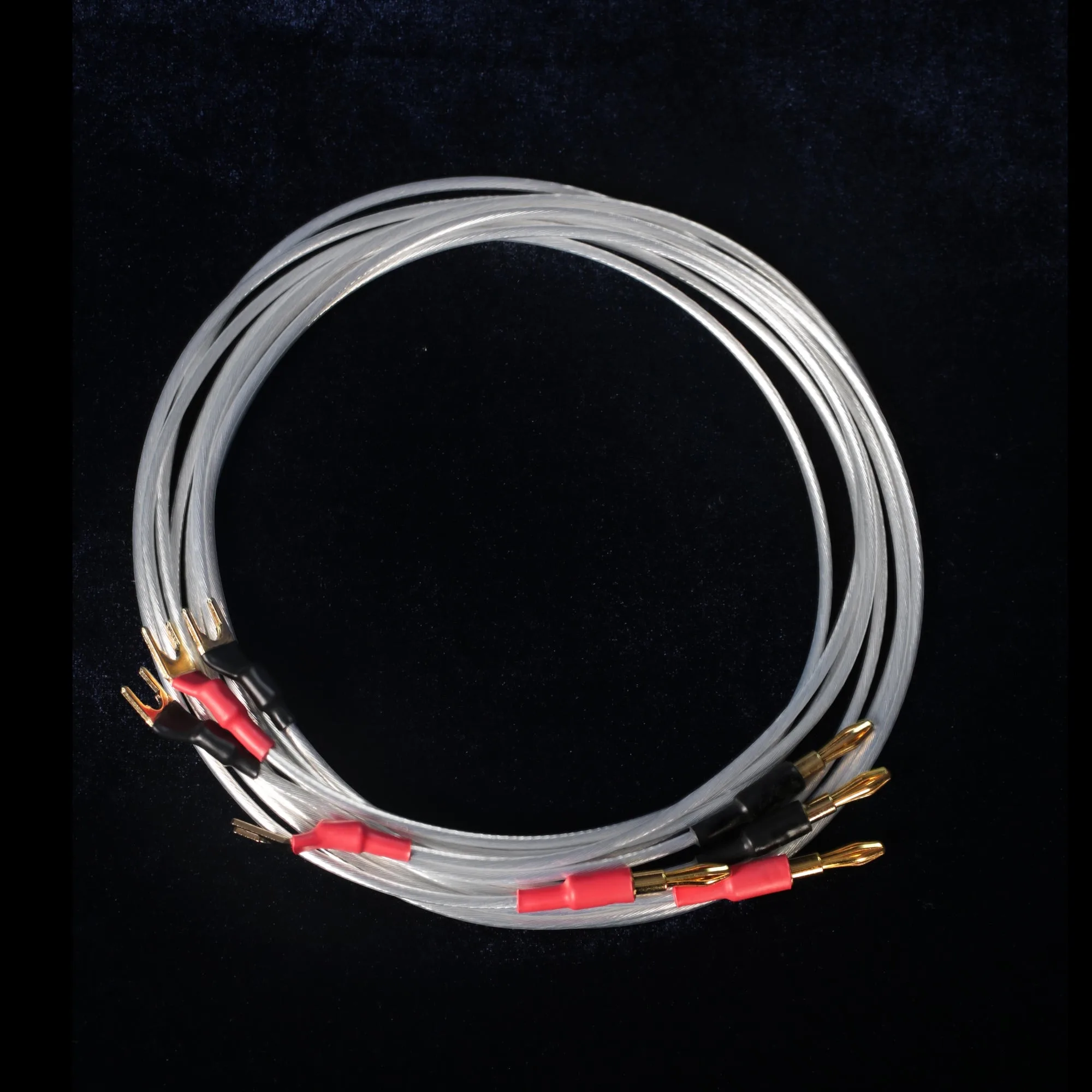 Premium 4N OFC Silber-Lautsprecherkabel-Set
