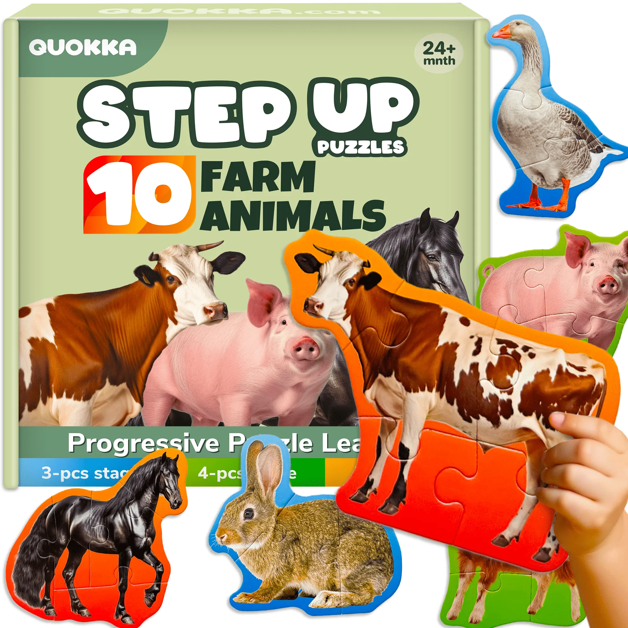 40 Piece Step Up Puzzles for Toddlers | Farm Animals