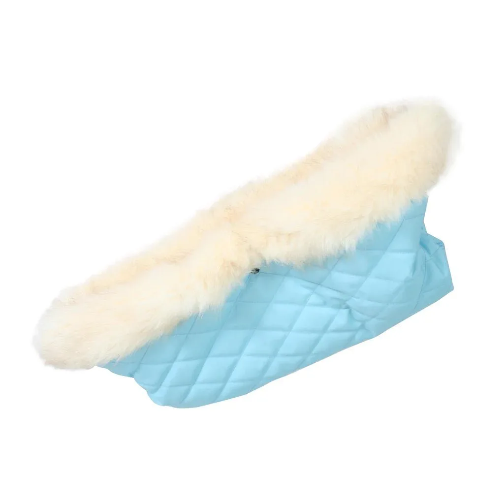 Manchon pour poussette My Babiie bordé de fourrure, bleu clair - Déstockage