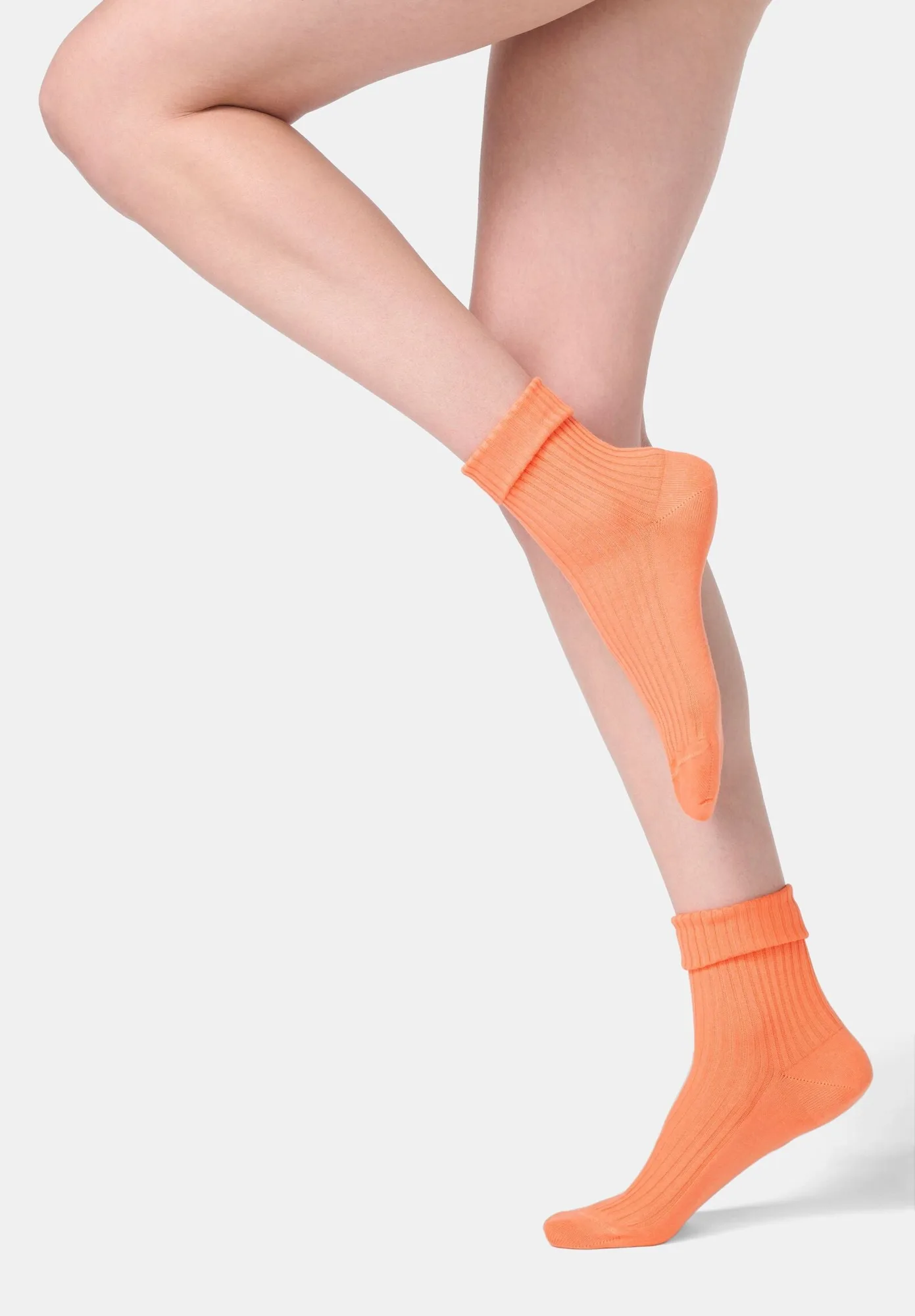 Gerippte Bio-Baumwoll Socken - Lachsrosa
