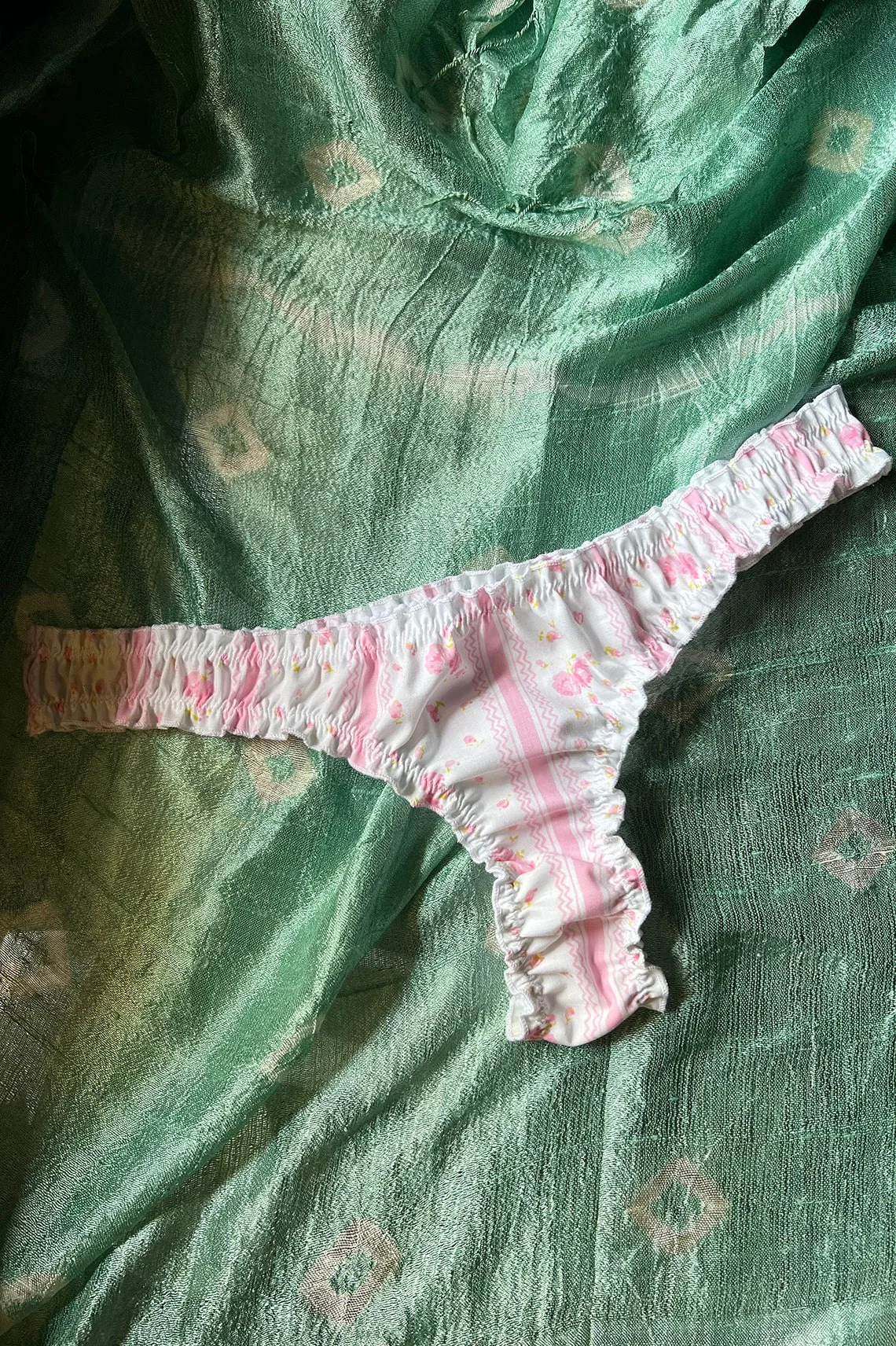 Ready to Ship Oleander Thong in Vintage Pink Stripe Cotton Sizes S, M