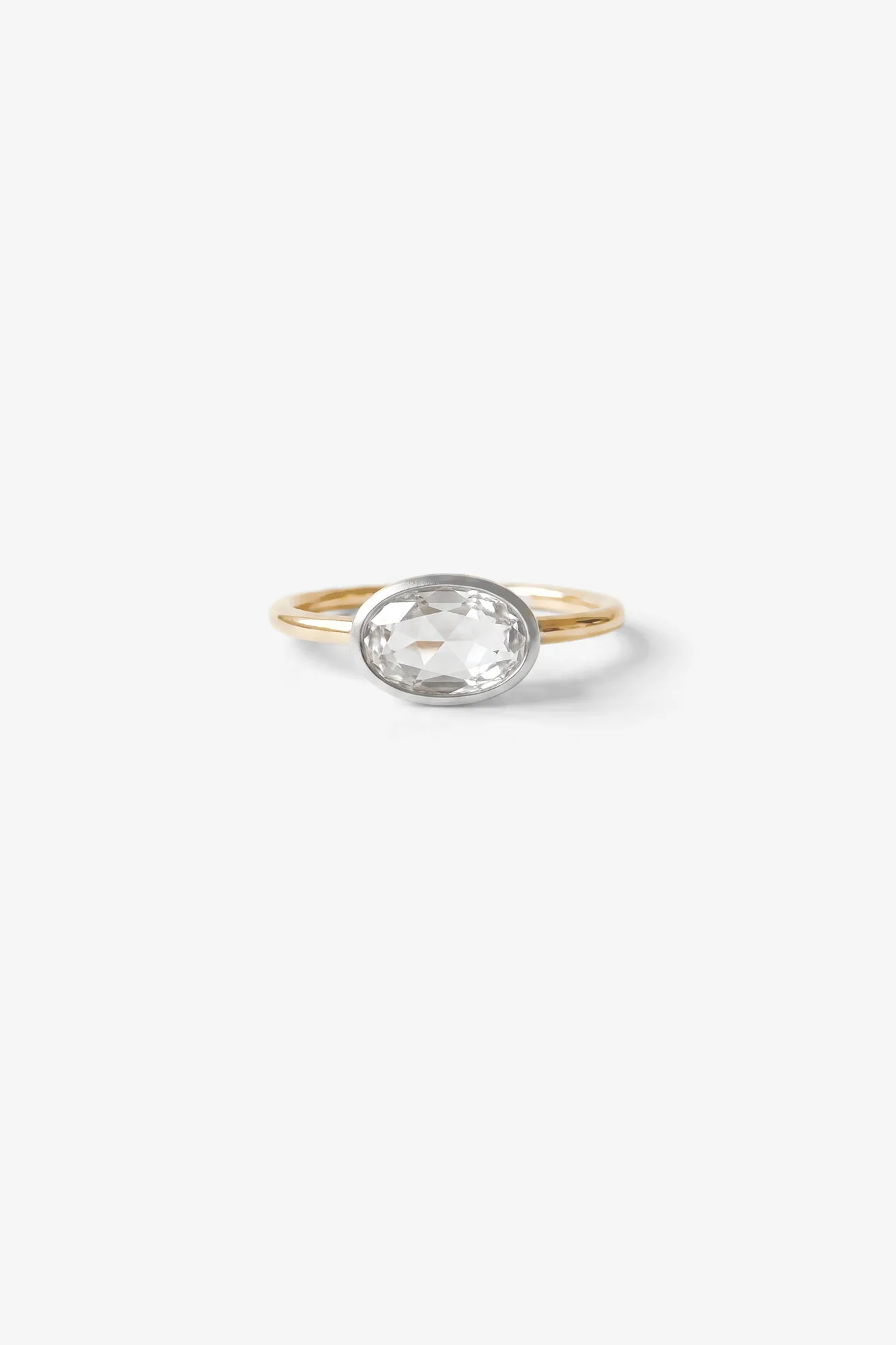 East West Oval Cut 14K Gold Fill Ring - White Topaz