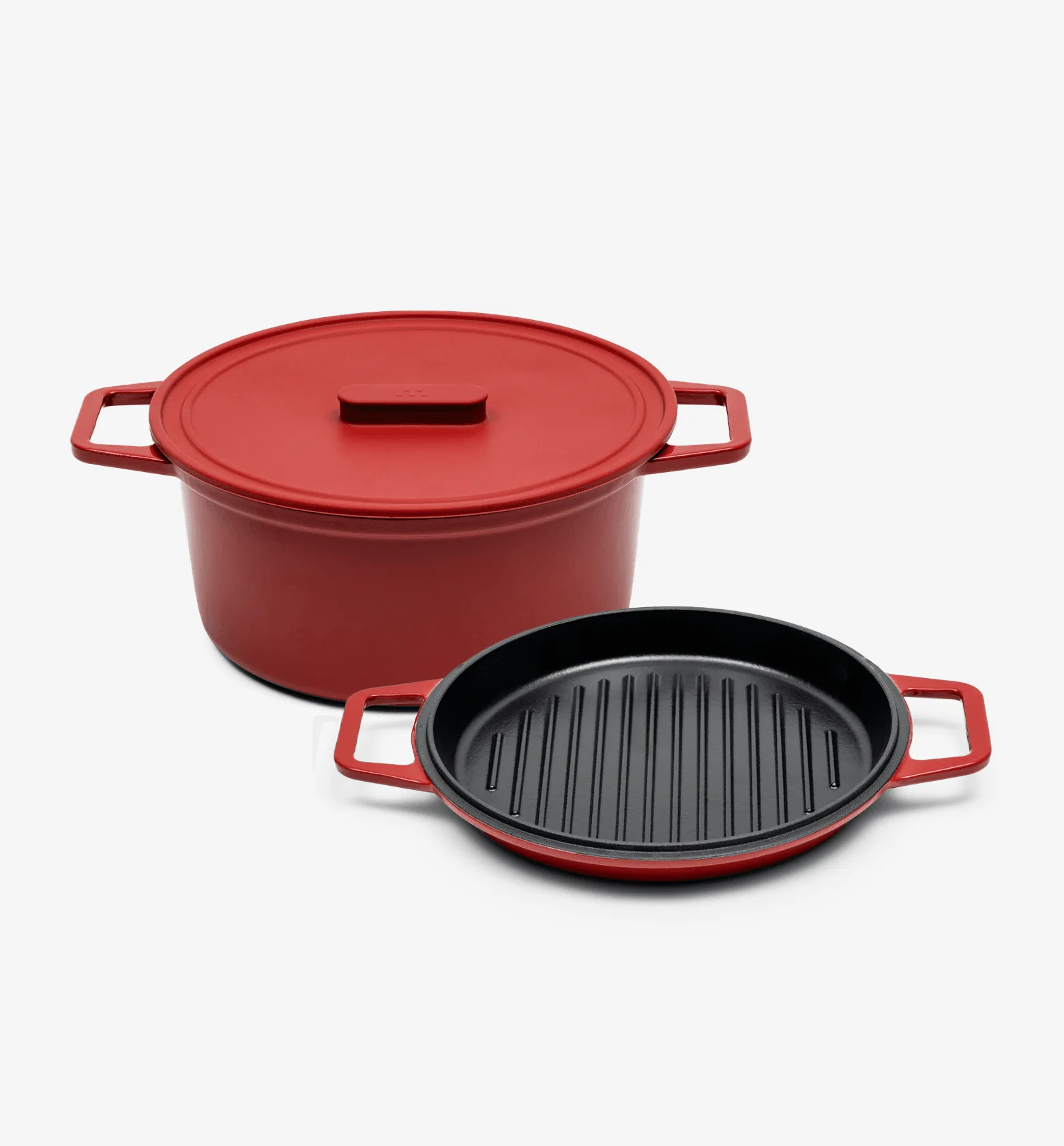 Horno holandés de hierro fundido esmaltado de 7 QT - tapa de parrilla y silicona - rojo - venta final