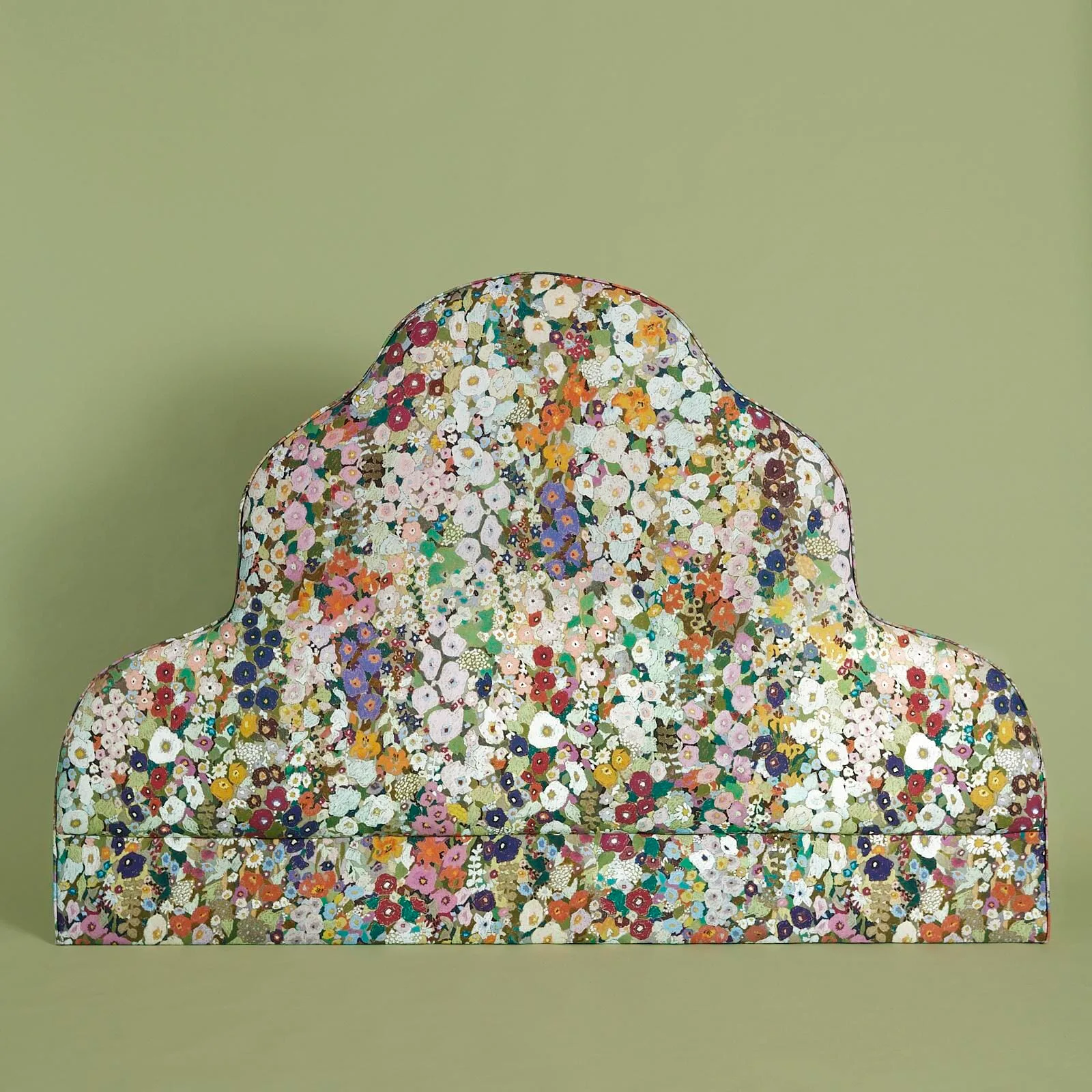 HOLLYHOCKS Cotton Linen Scalloped Headboard - Spring