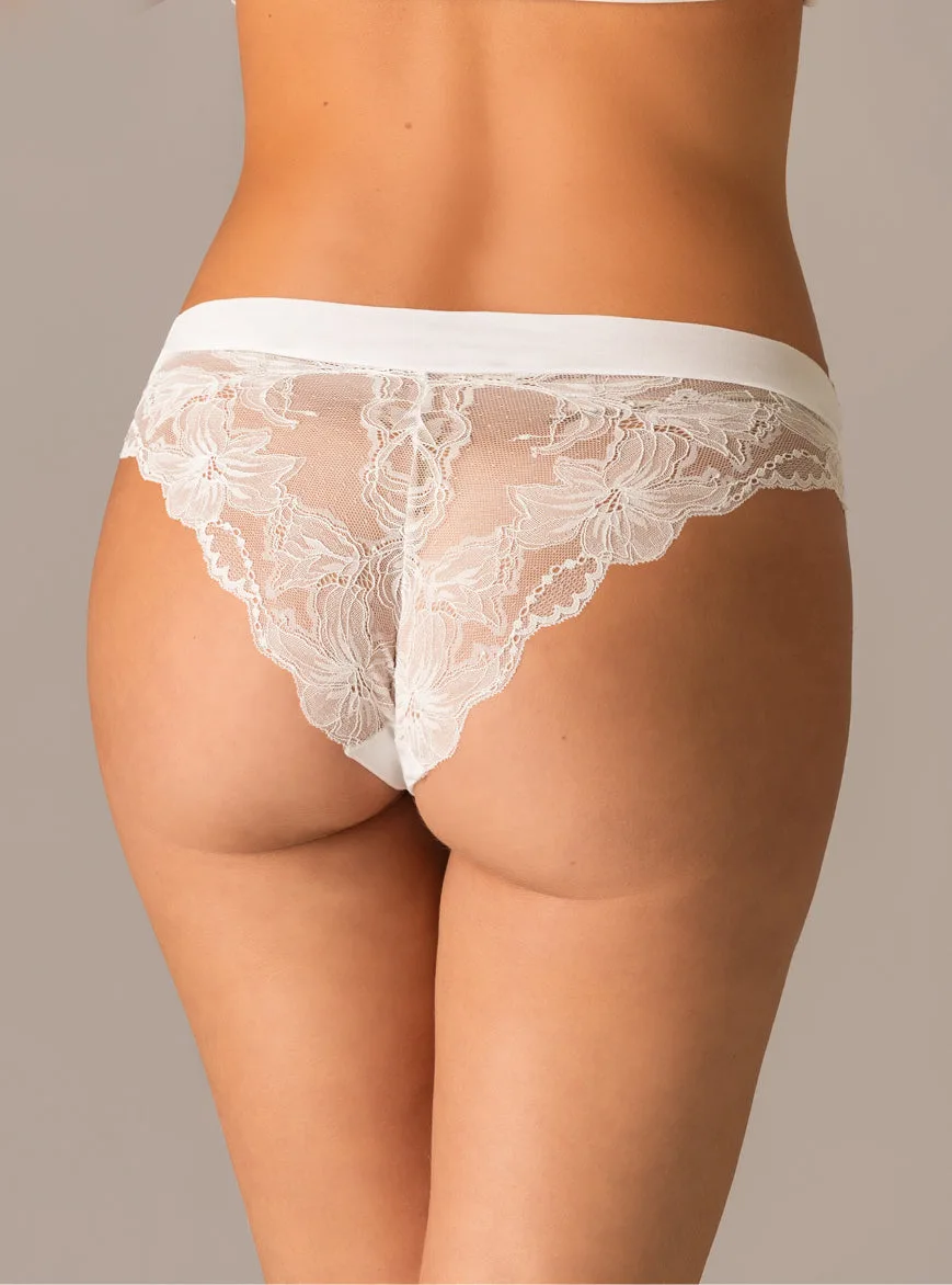 Slip taglio laser in cotone e pizzo - BIANCO - 5115