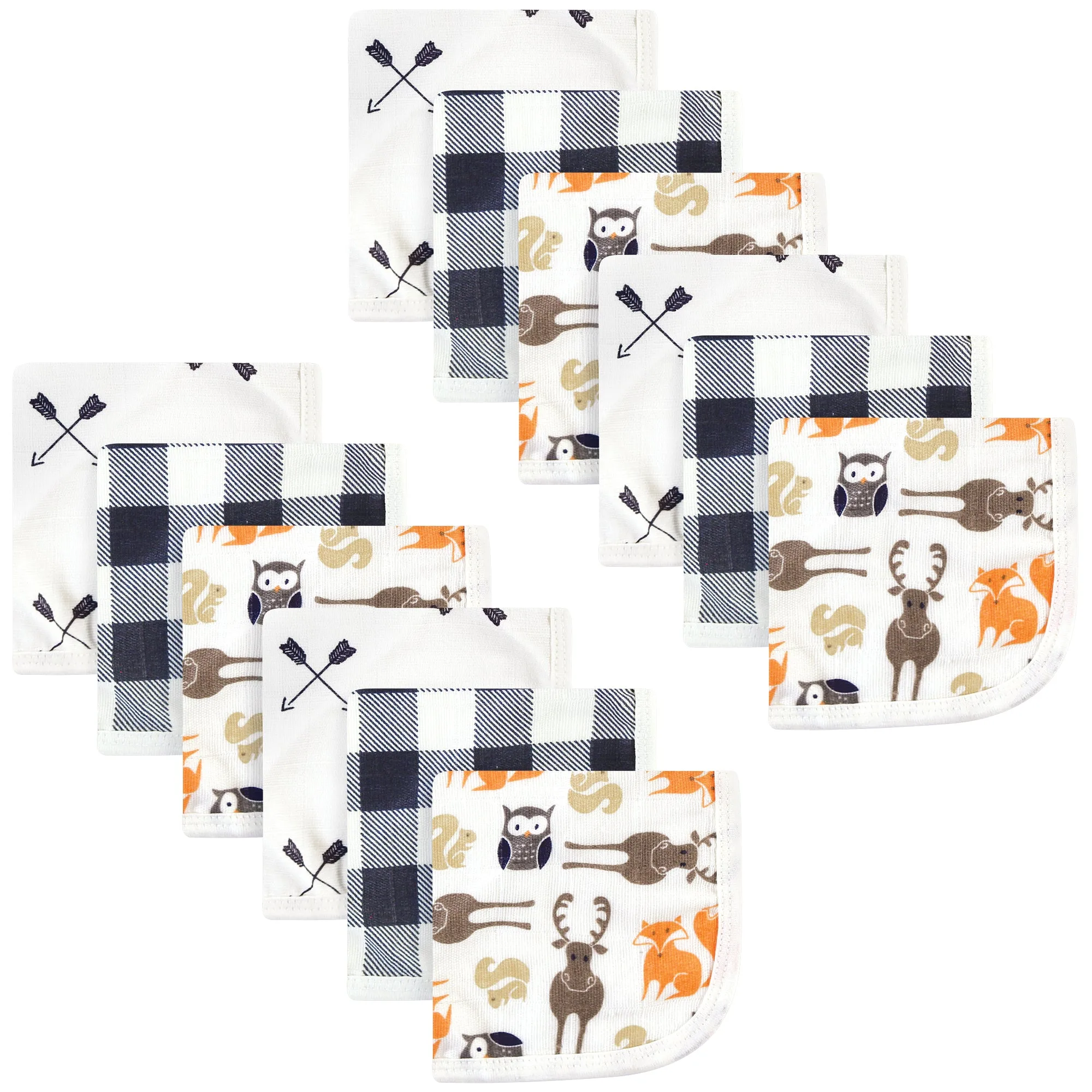 Hudson Baby Cotton Muslin Washcloths, Forest