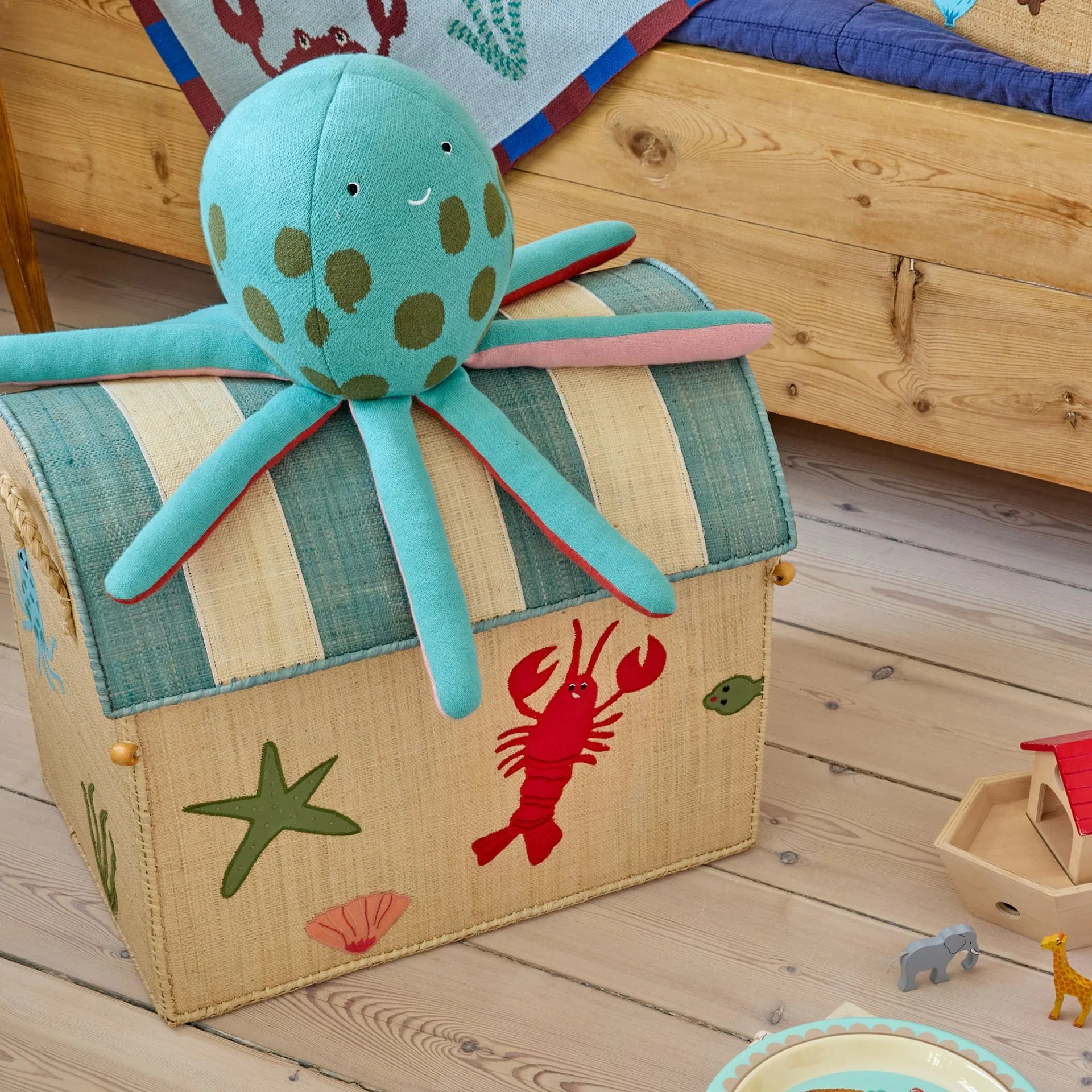 Raffia Storage House Basket - Ocean - Large