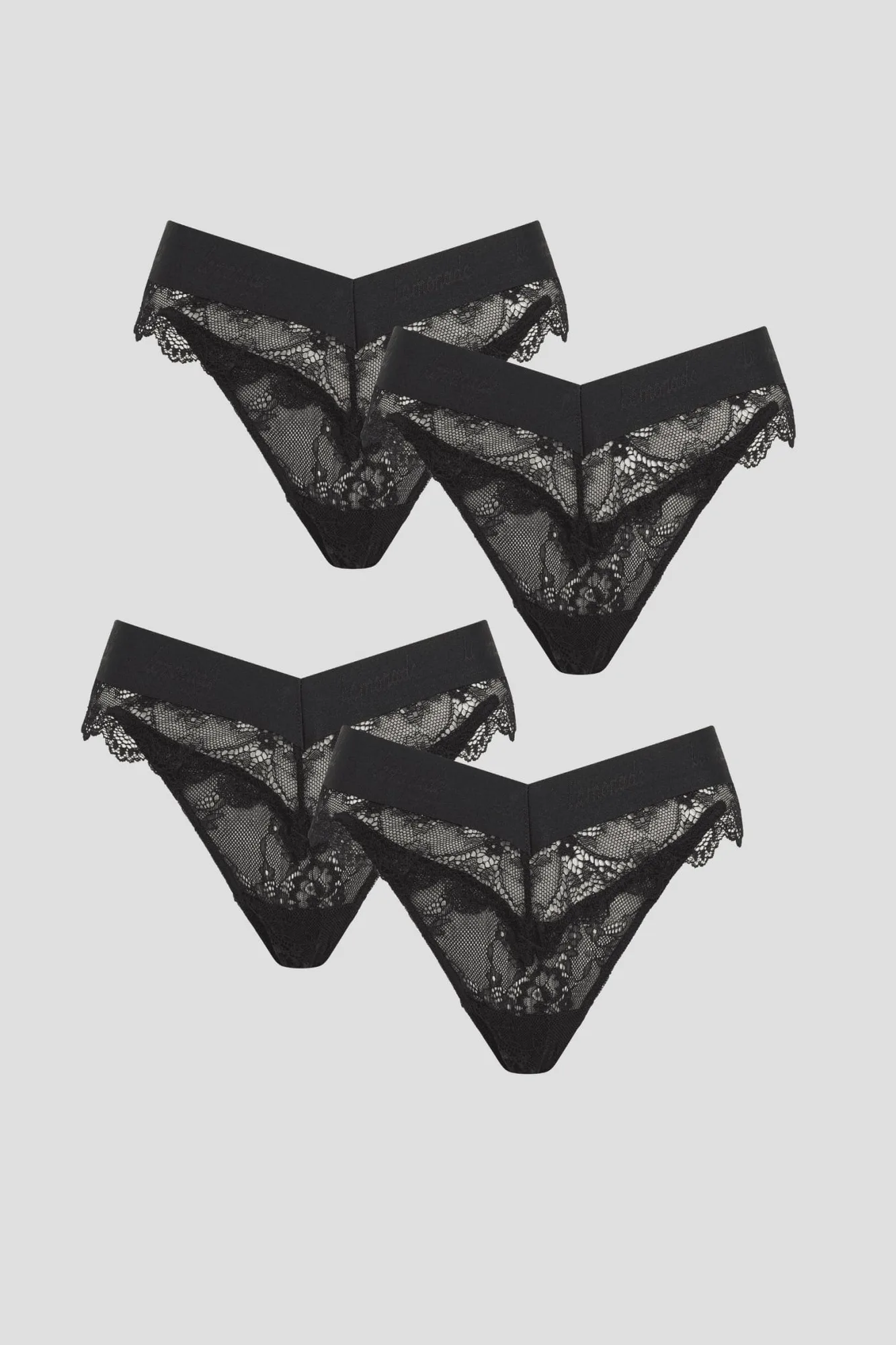 Pack de 4 braguitas brasileñas Signature Lace I Negro