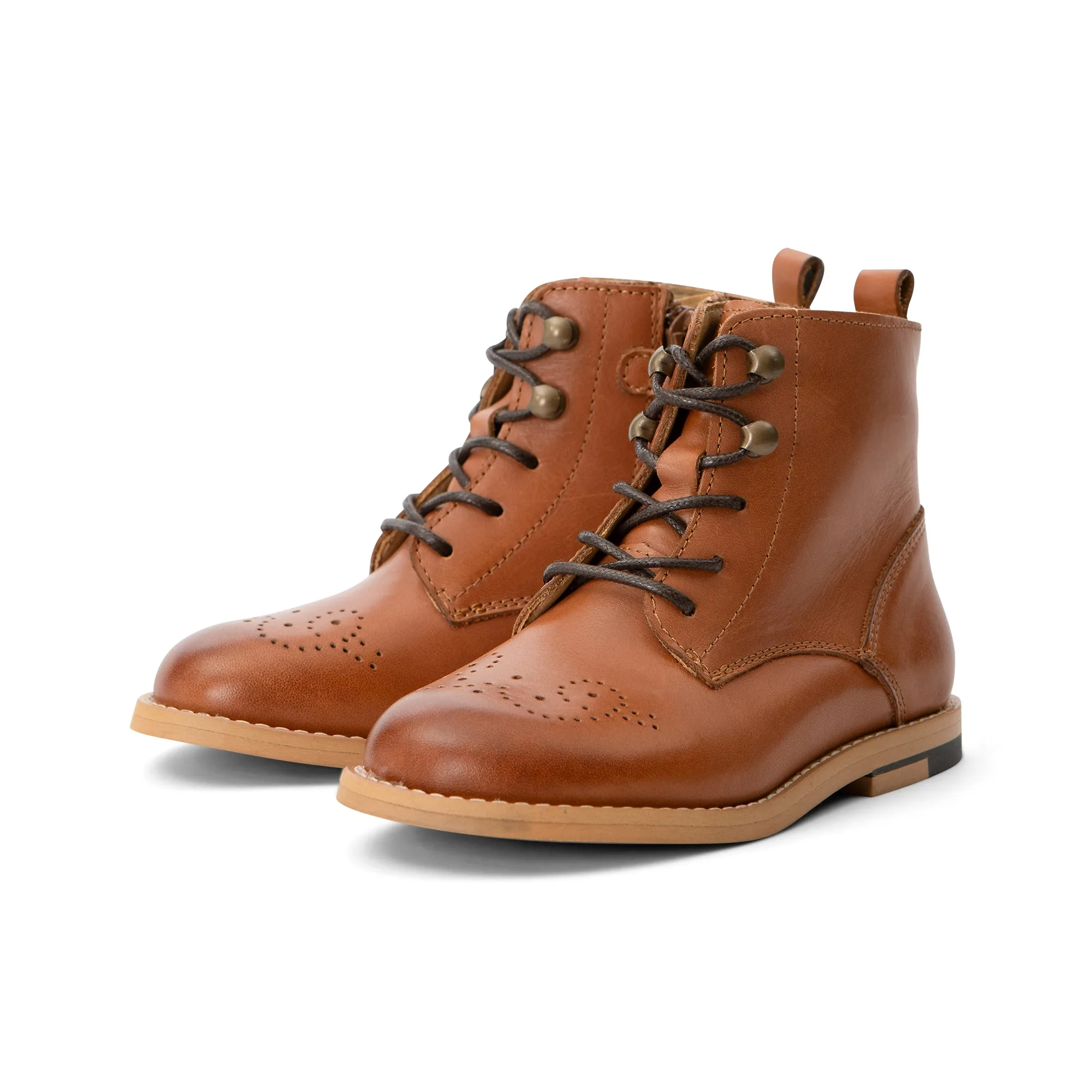 Buster Brogue Kids Boot - Tan Burnished Leather