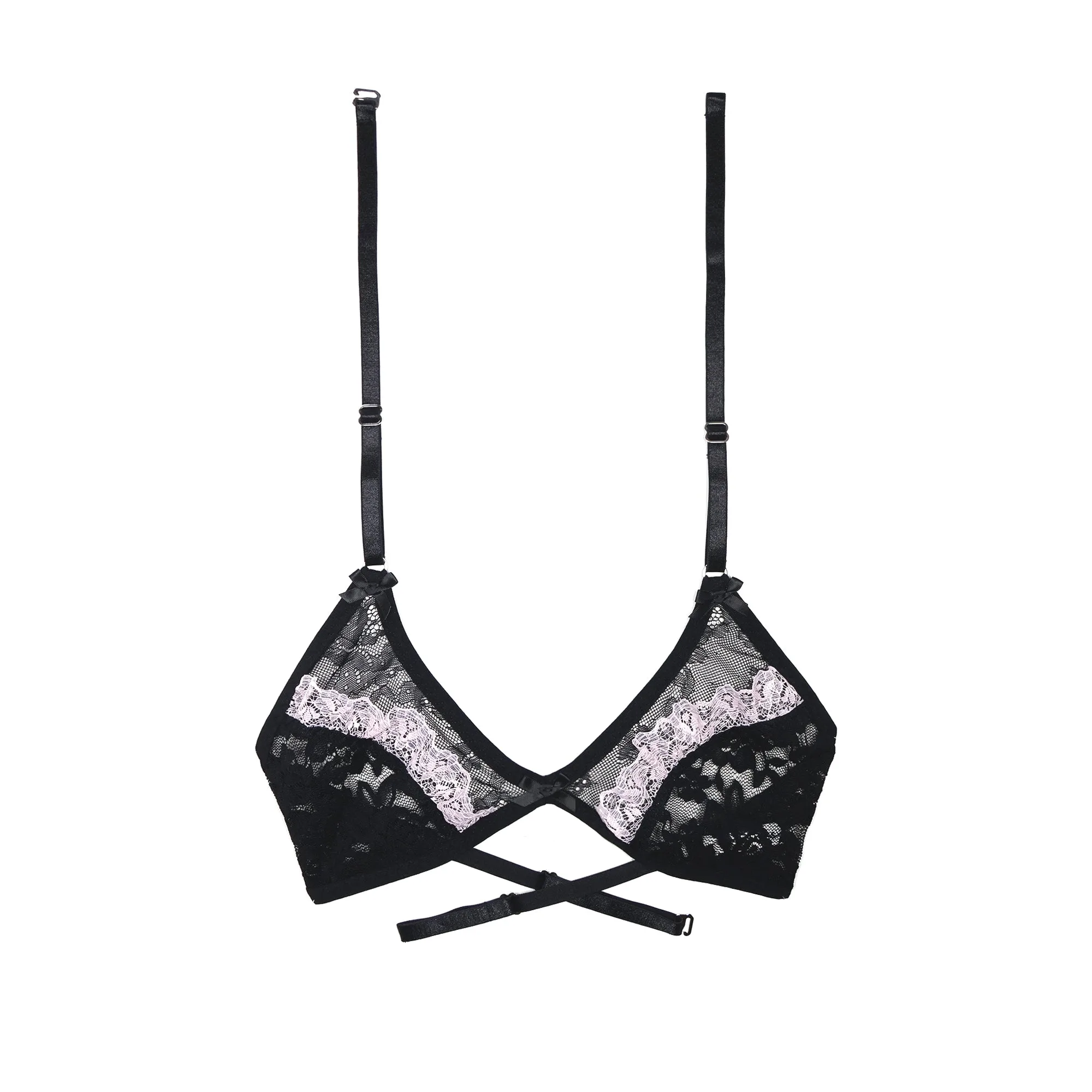 Daphnis Bralette Mystery Black Lace with Lace Frill