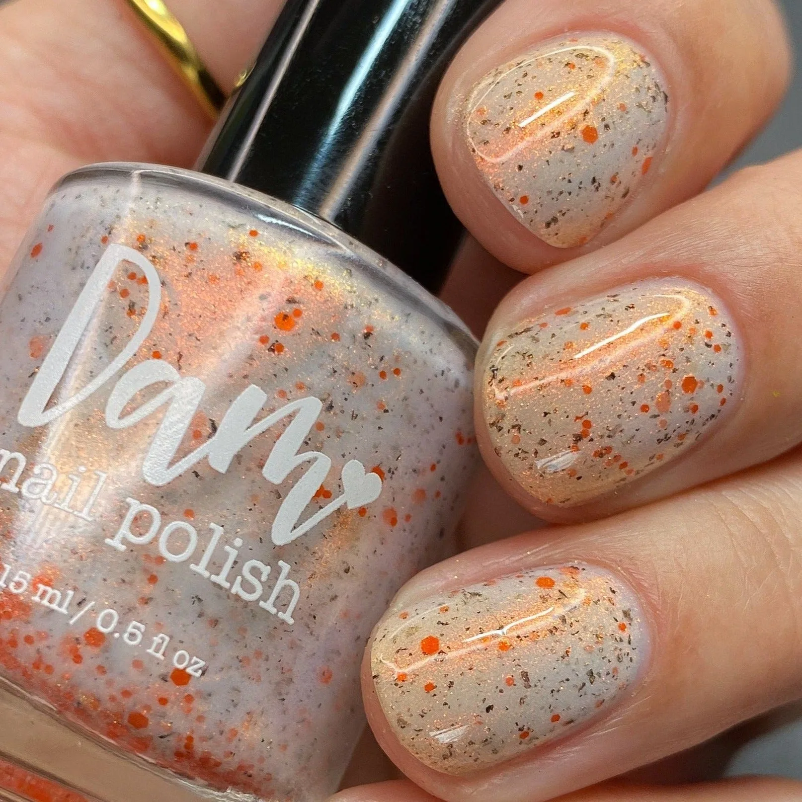Glistening Gale - White Crelly - Orange Glitter Nail Polish - Shimmer Nail Polish - Stormy Siblings Collection