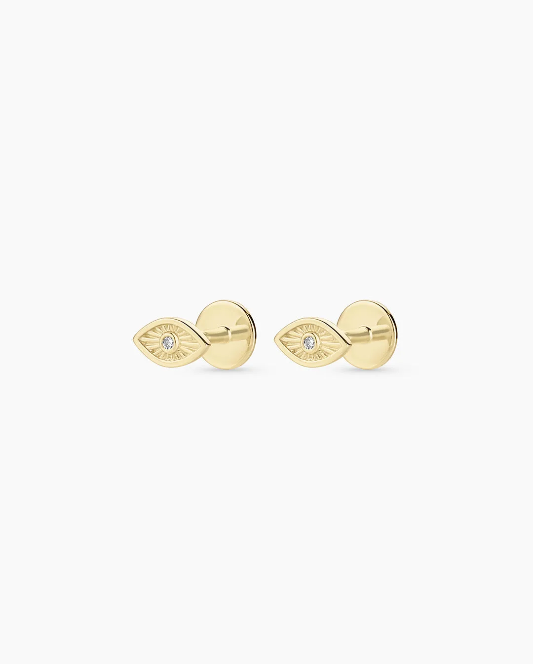 Puces à dos plat œil de serpent en diamant 14 carats