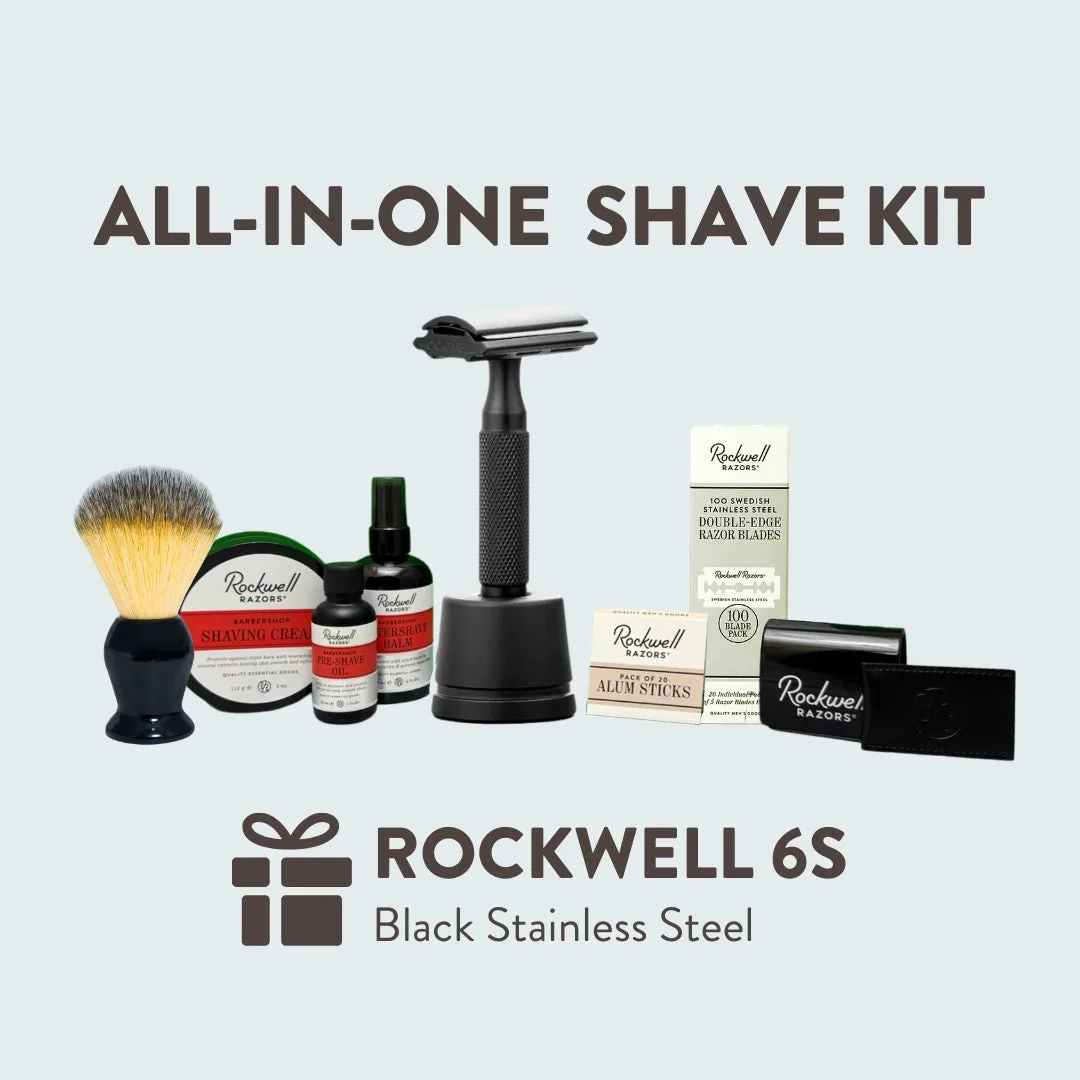 Rockwell 6S svart rustfritt stål alt-i-ett-barbersett