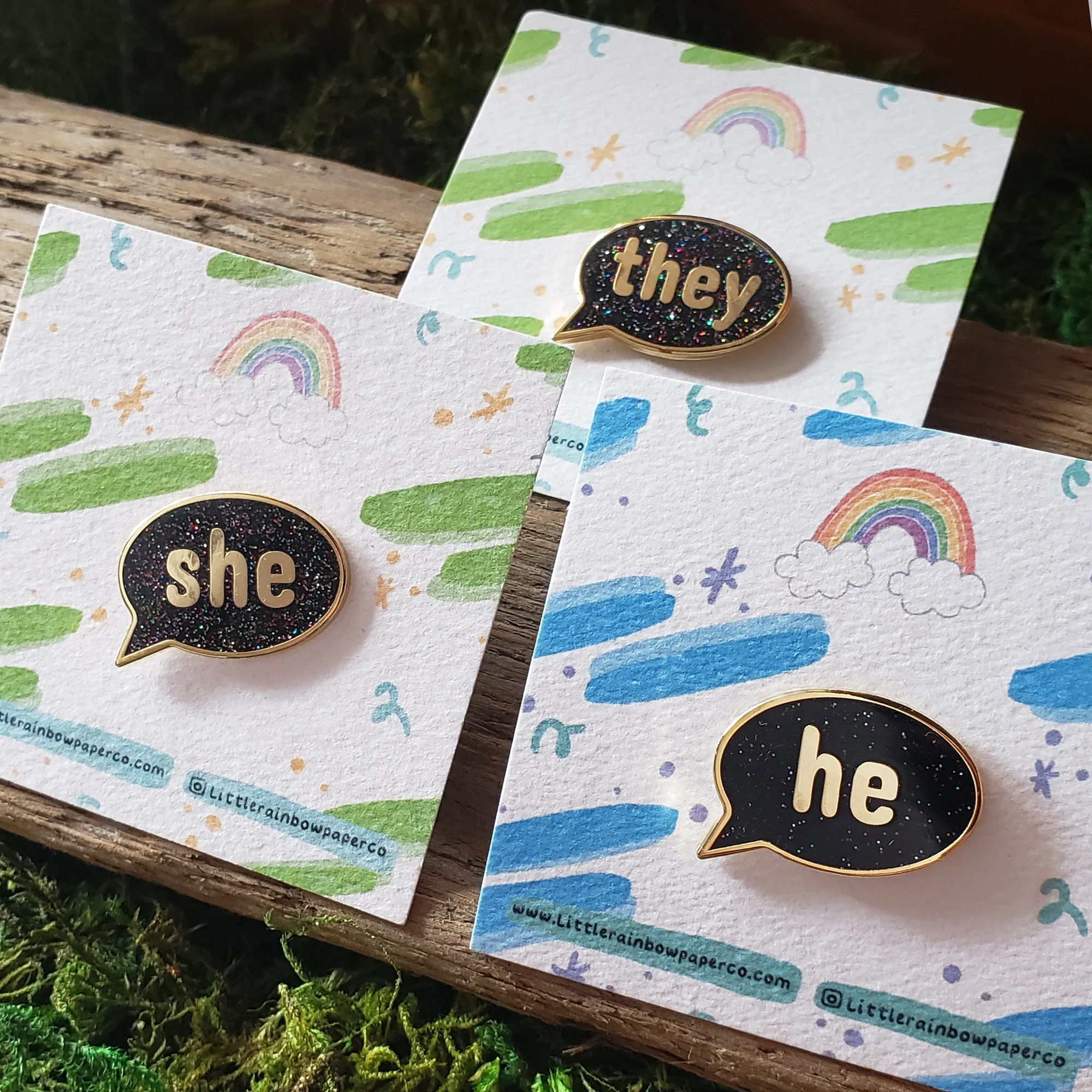 Speech Bubble He/She/They Pronoun Pins