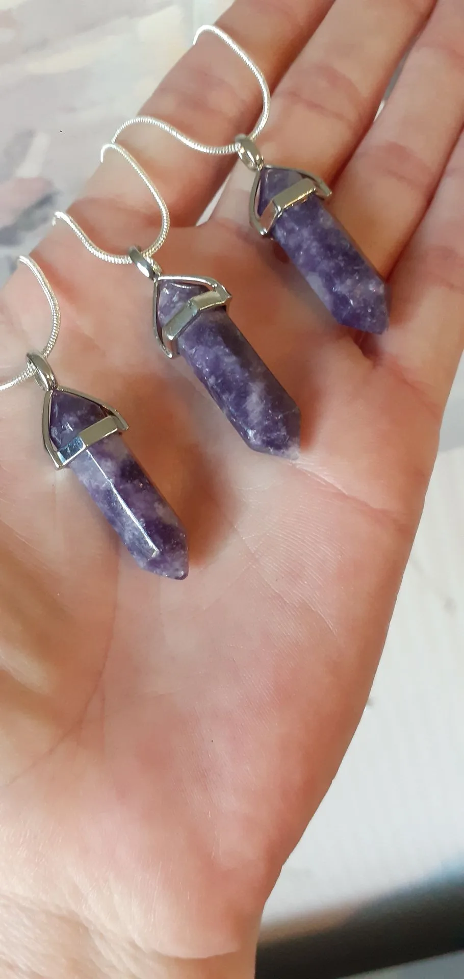 Lepidolite Double Terminated Point Pendant