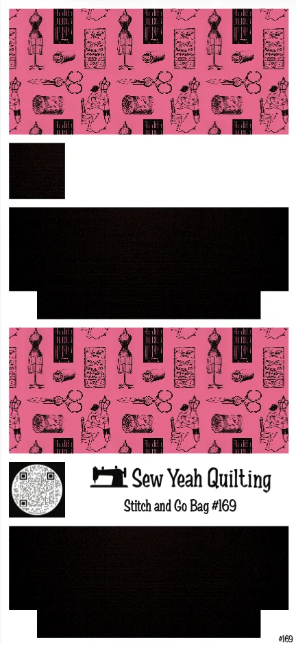Stitch & Go Bag #169 - Sewing Vintage Tools on Black
