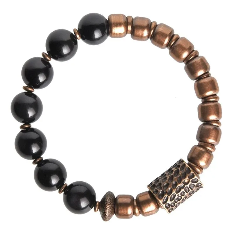 Rainbow Eye Obsidian Brass Bracelet