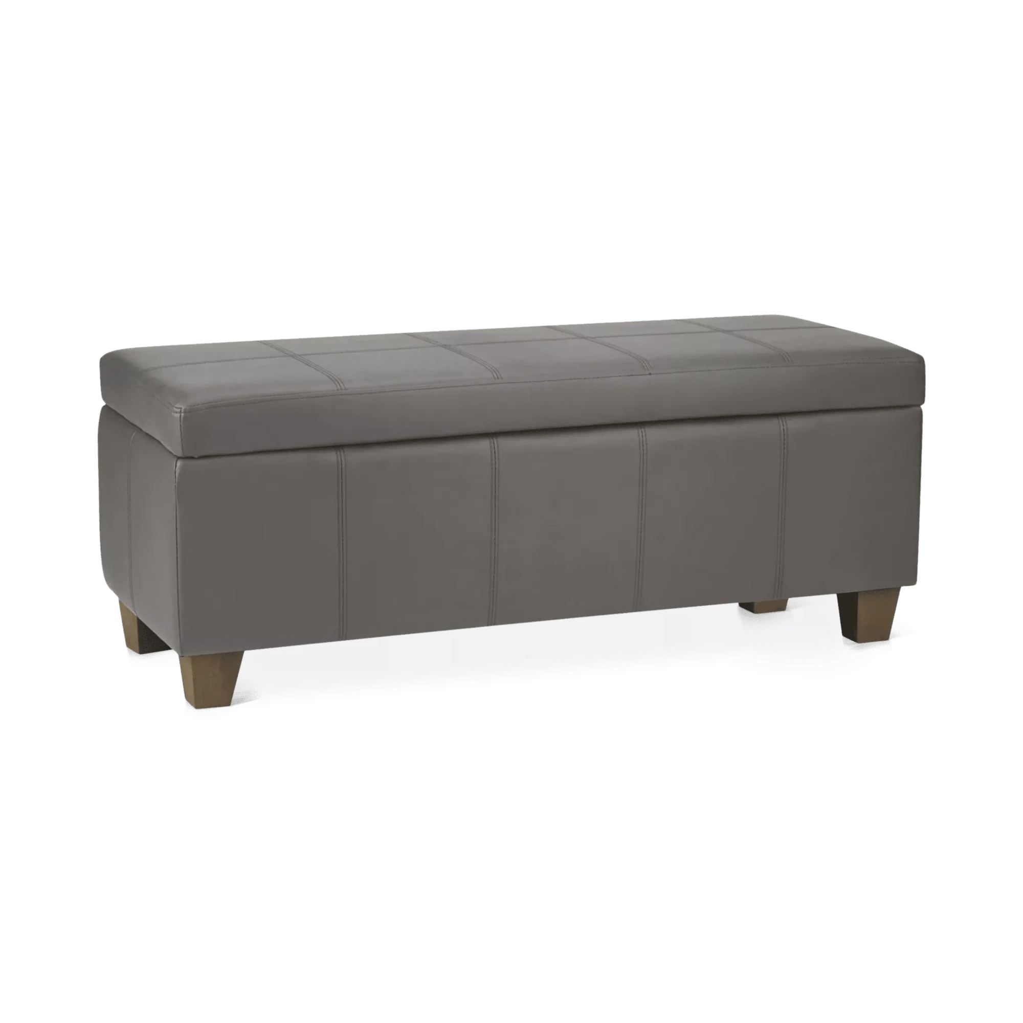 Grey Faux Leather Storage Bench