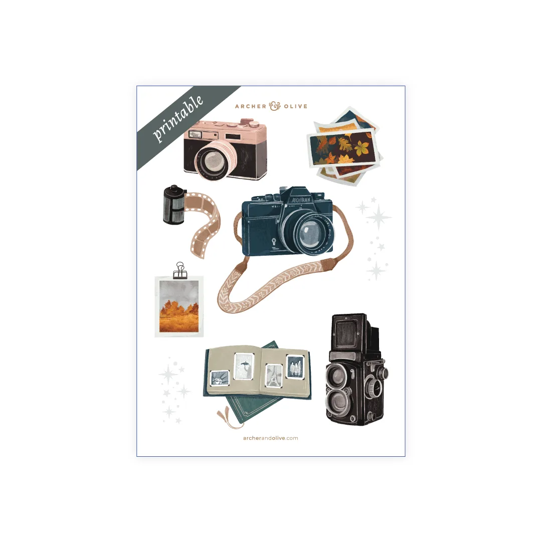Vintage Camera: Printable Stickers