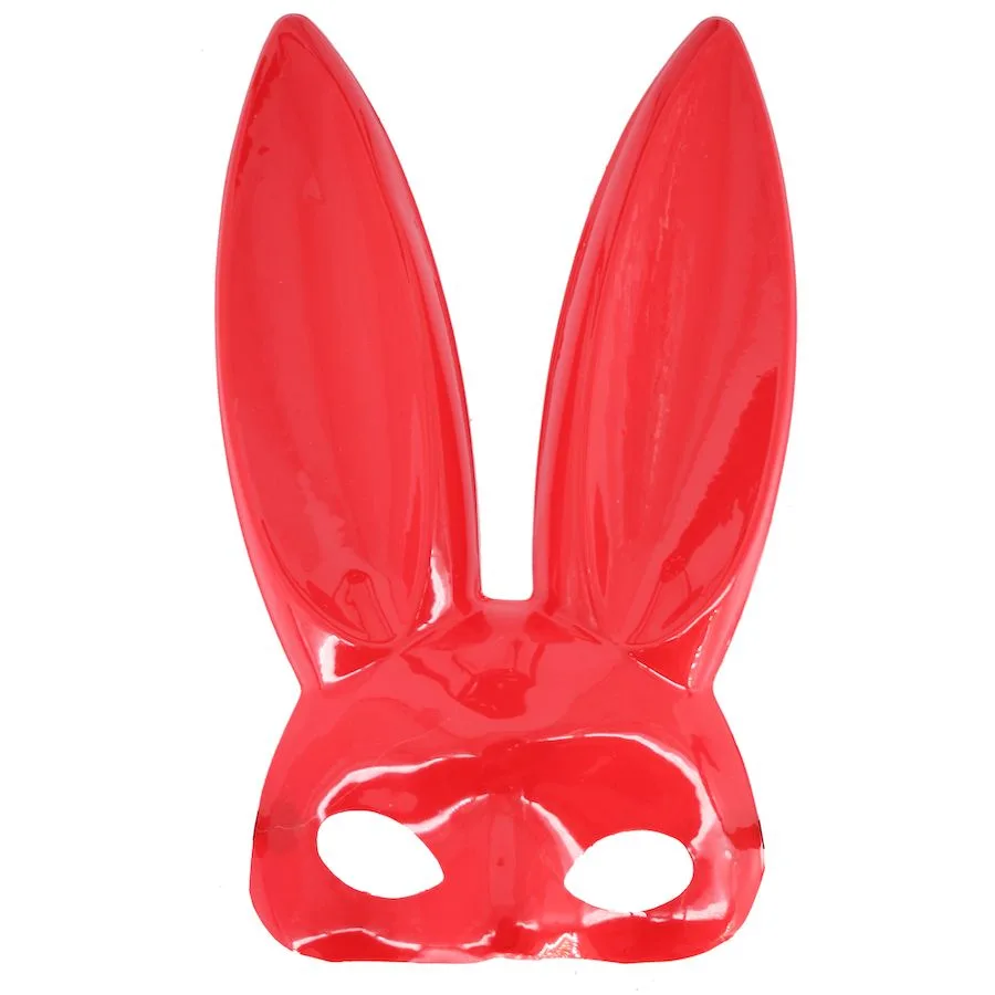 Red Bunny Girl Masquerade Mask with Bunny Ears