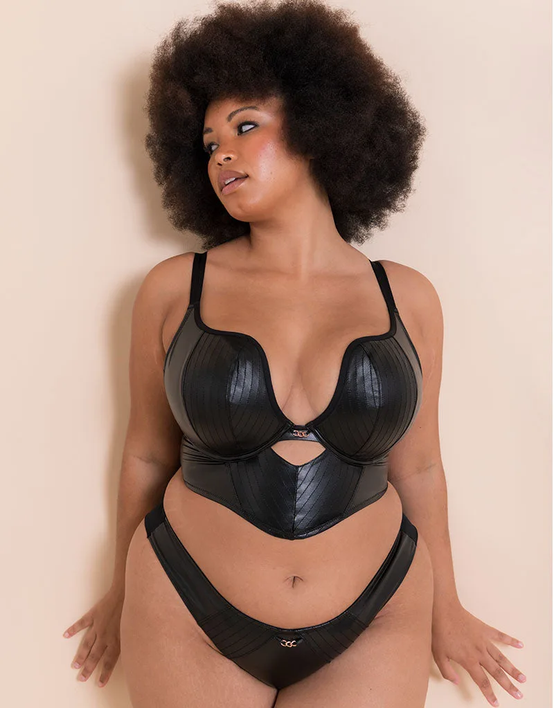 Scantilly Hell For Pleather 슈퍼플런지 롱라인 브라 블랙