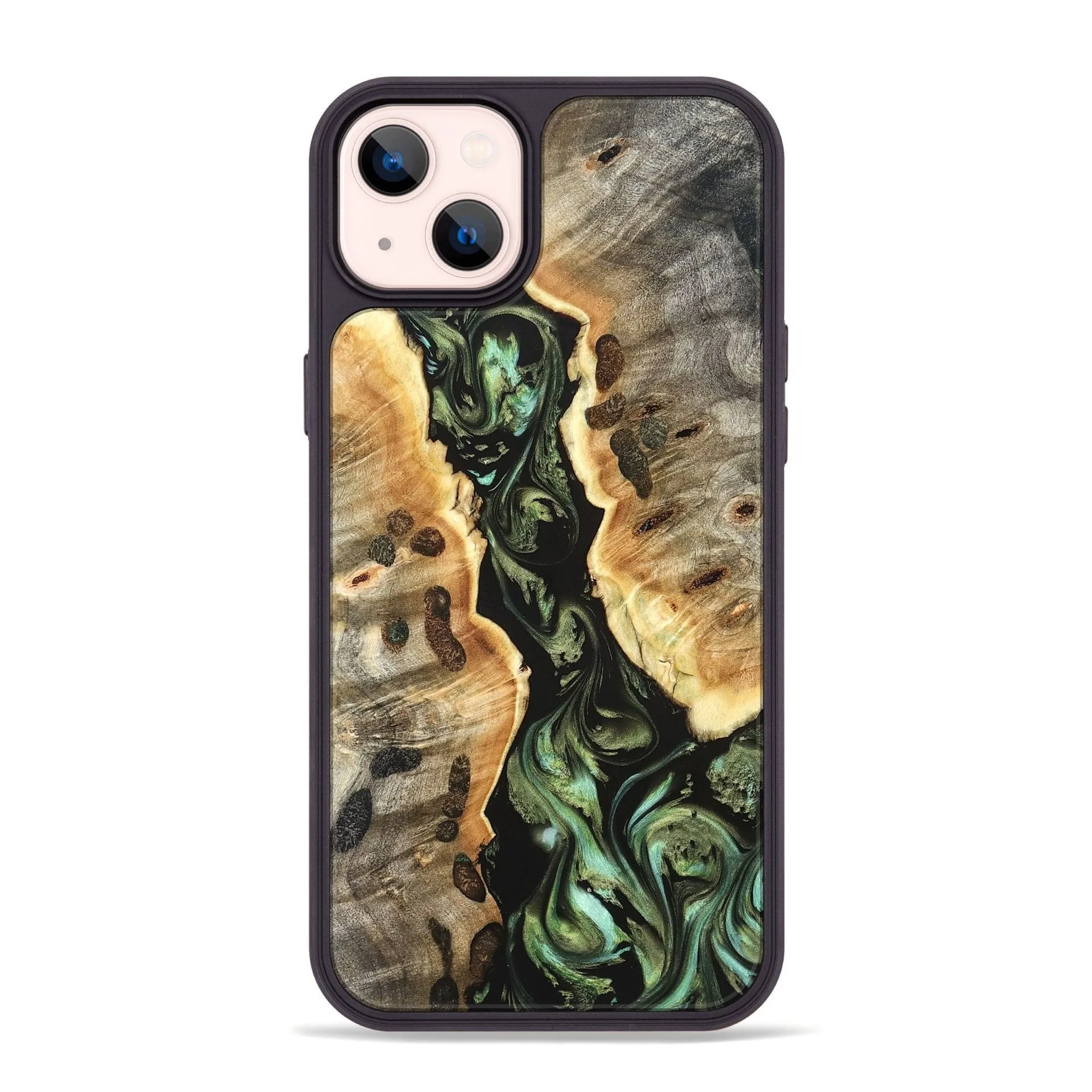 iPhone 14 Plus Wood Phone Case - Aaden (Green, 823851)