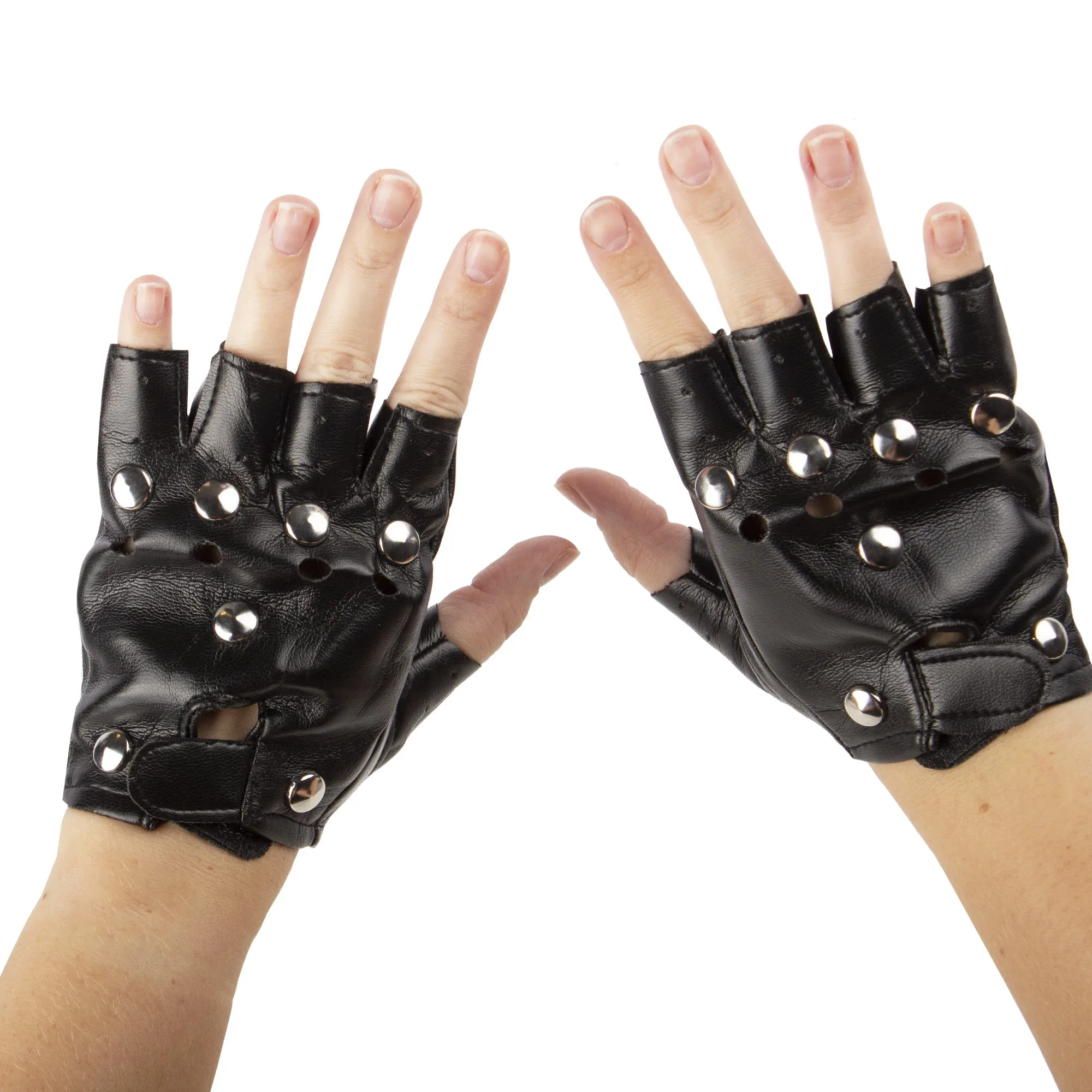 Luvas Pretas Sem Dedos com Tachinhas