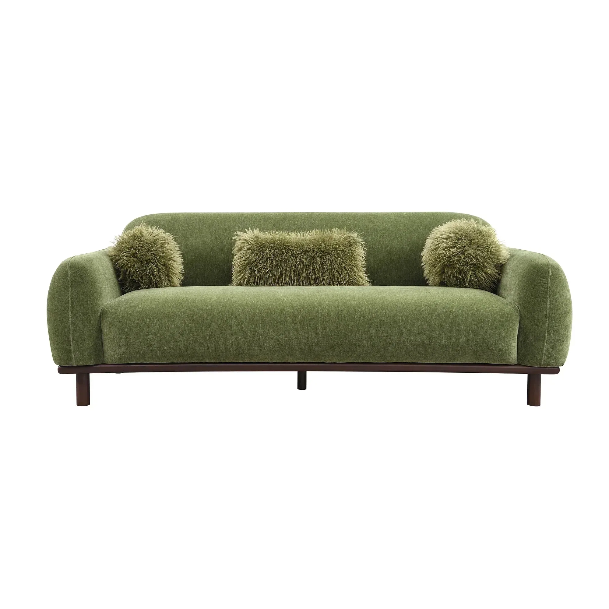 Mellone 84" Mid-Century Modern Chenille Sofa with 3 Pillows