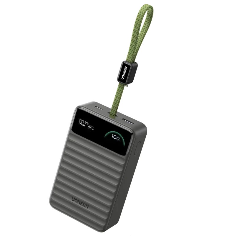 UGREEN بنك طاقة Nexode 20000 مللي أمبير 45 واط مع كابل USB-C مدمج وشاشة ذكية