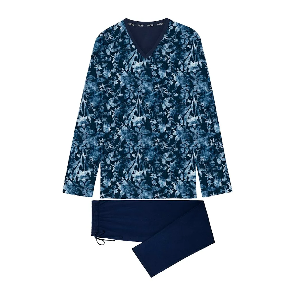 Compiegne Long Pajama Set | Navy Print 403057-P0RA