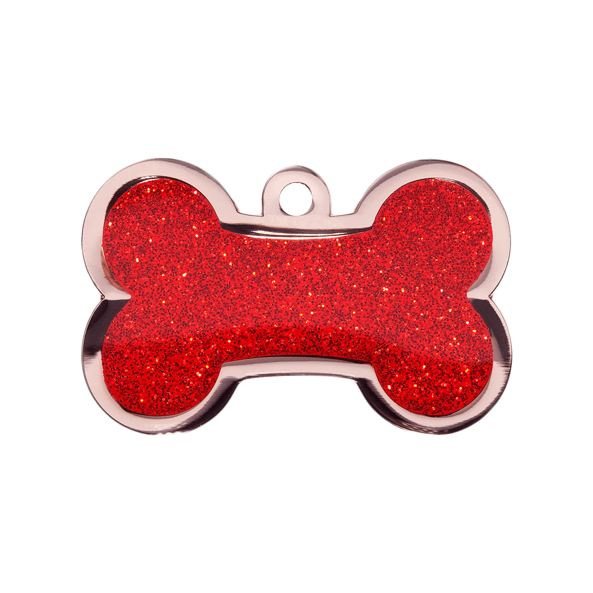 Large Red Sparkle Bone Pet Tag