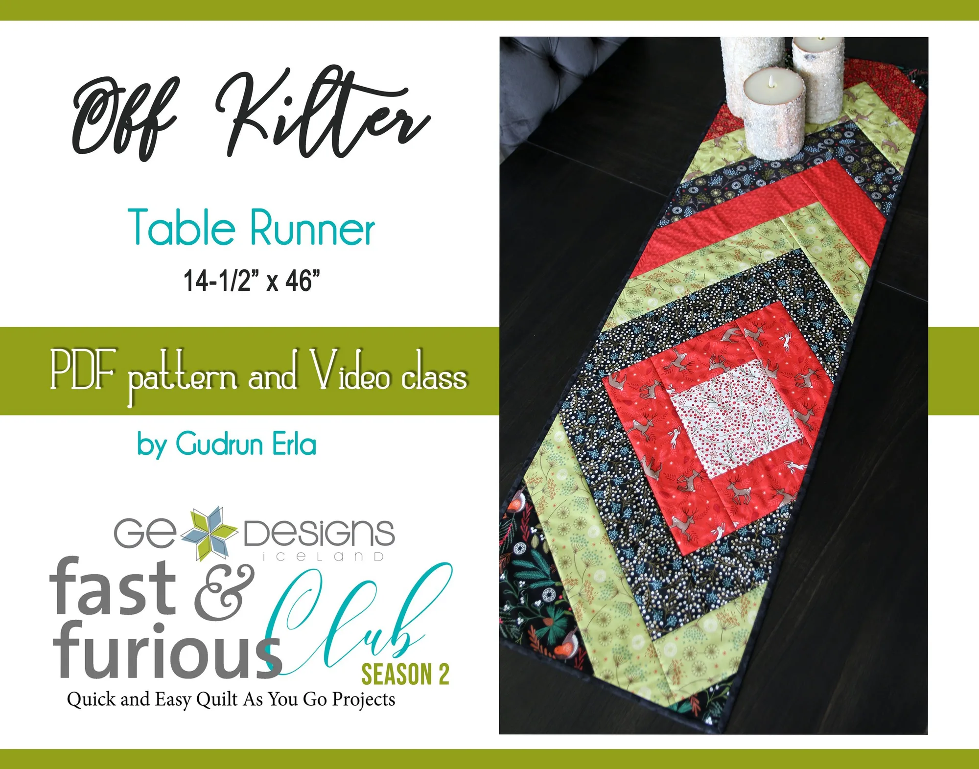 Off Kilter Table runner - Pattern and Video Class