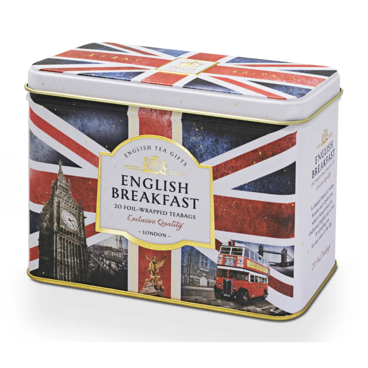 Boîte Nostalgic Britain d'Ahmad Tea avec thé English Breakfast - 20 sachets en aluminium