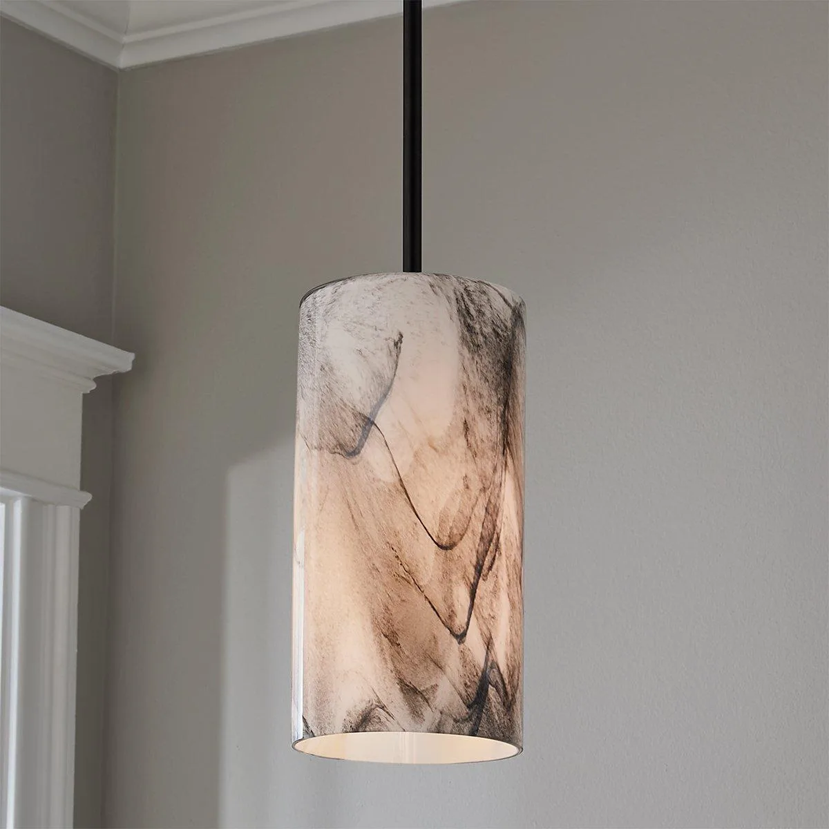 Marbled Glass Cylinder Pendant