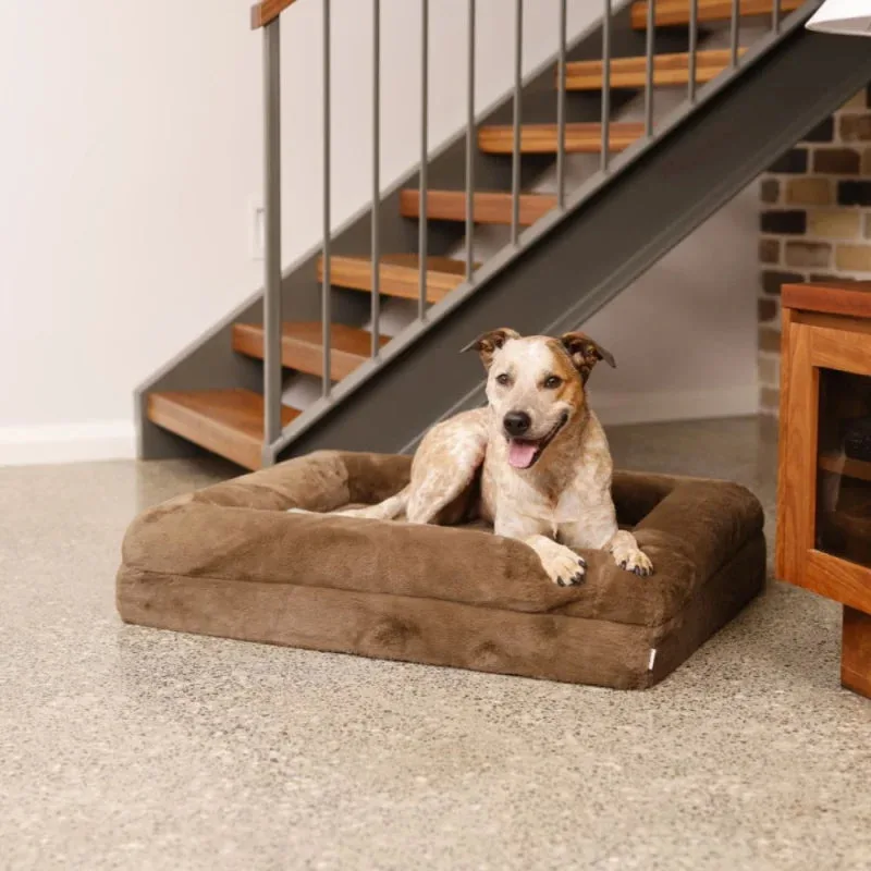 Memory Foam Dog Bed - Faux Fur Chocolate