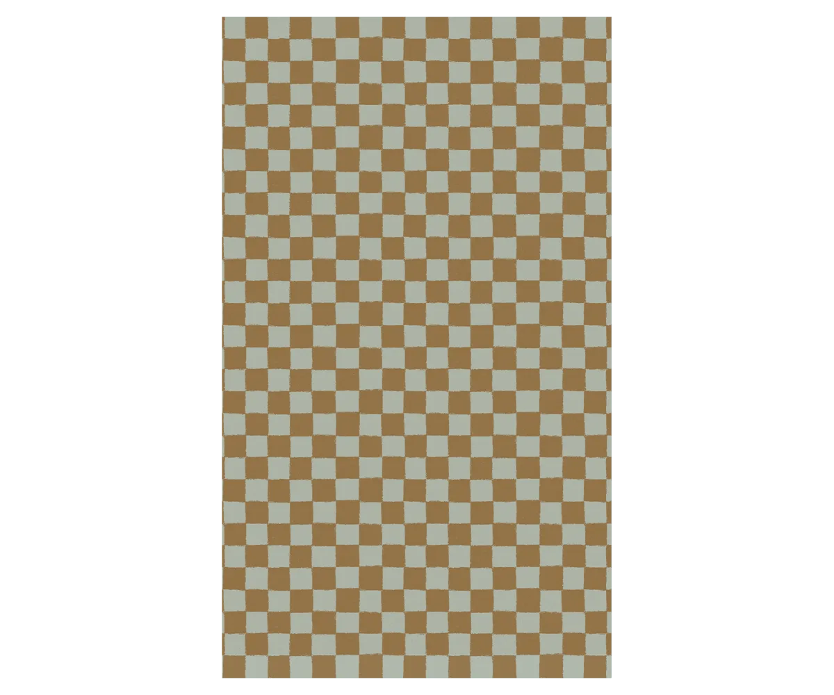 Gift wrap, 10 m - Checker - Mint/Ocher