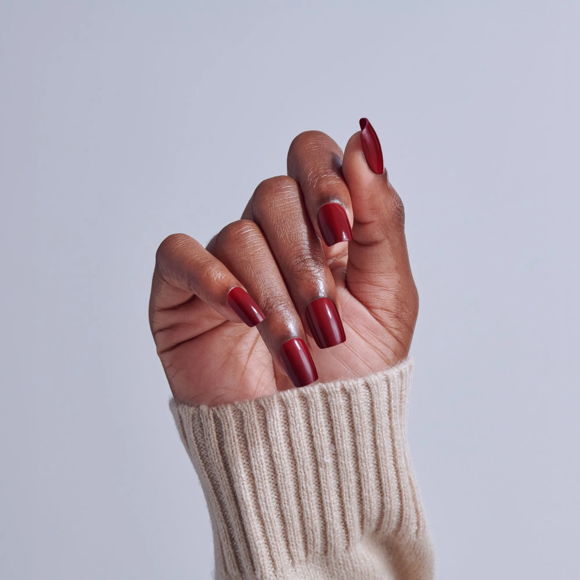 Kiss Core Color Press On Fake Glue Nails - Sprightly | Solid, Red, Short, Squoval