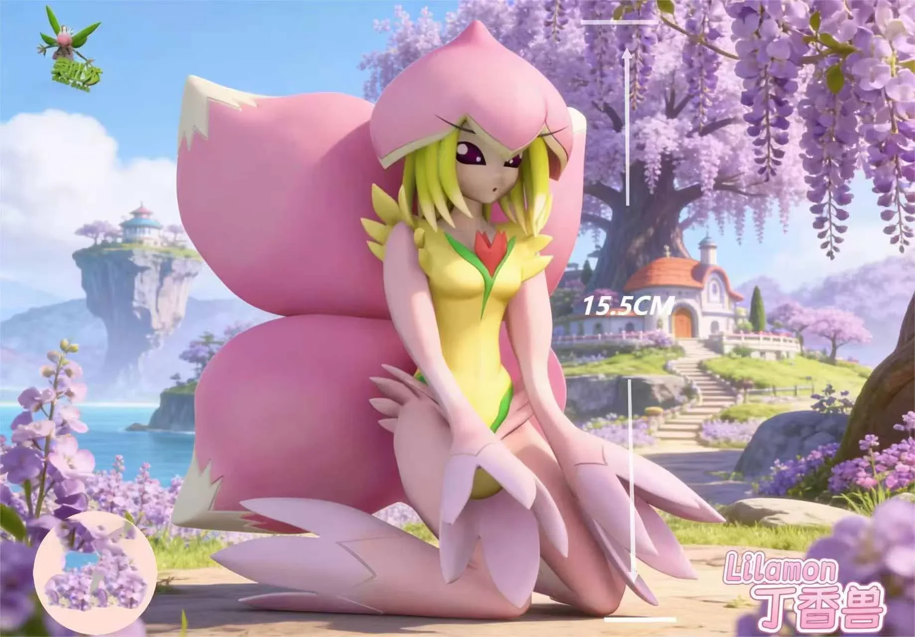 Lilamon sentada - Estatua de resina de Digimon - Estudio MeiDuSha