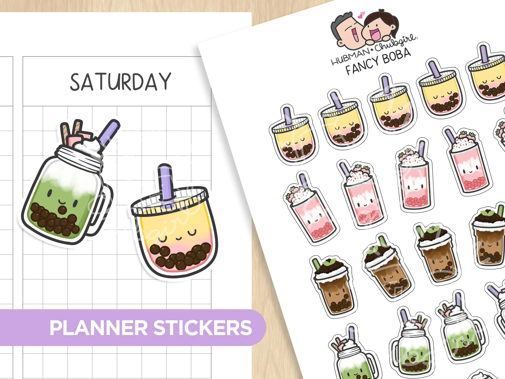 Autocolantes para planner Fancy Boba