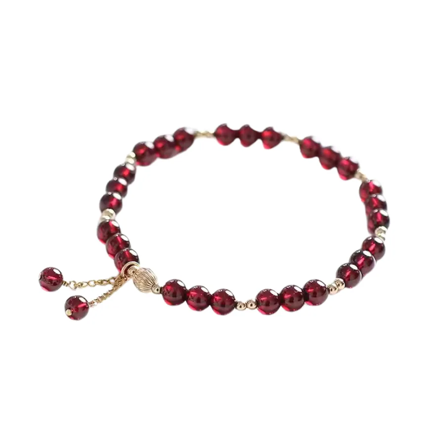 14k Gold Natural Garnet Positivity Bracelet