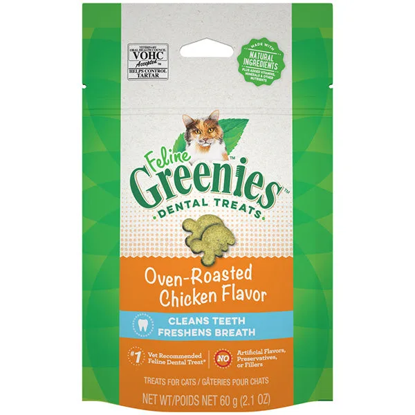 Greenies Feline Dental Treats Oven Roasted Chicken Flavor 2.1 OZ