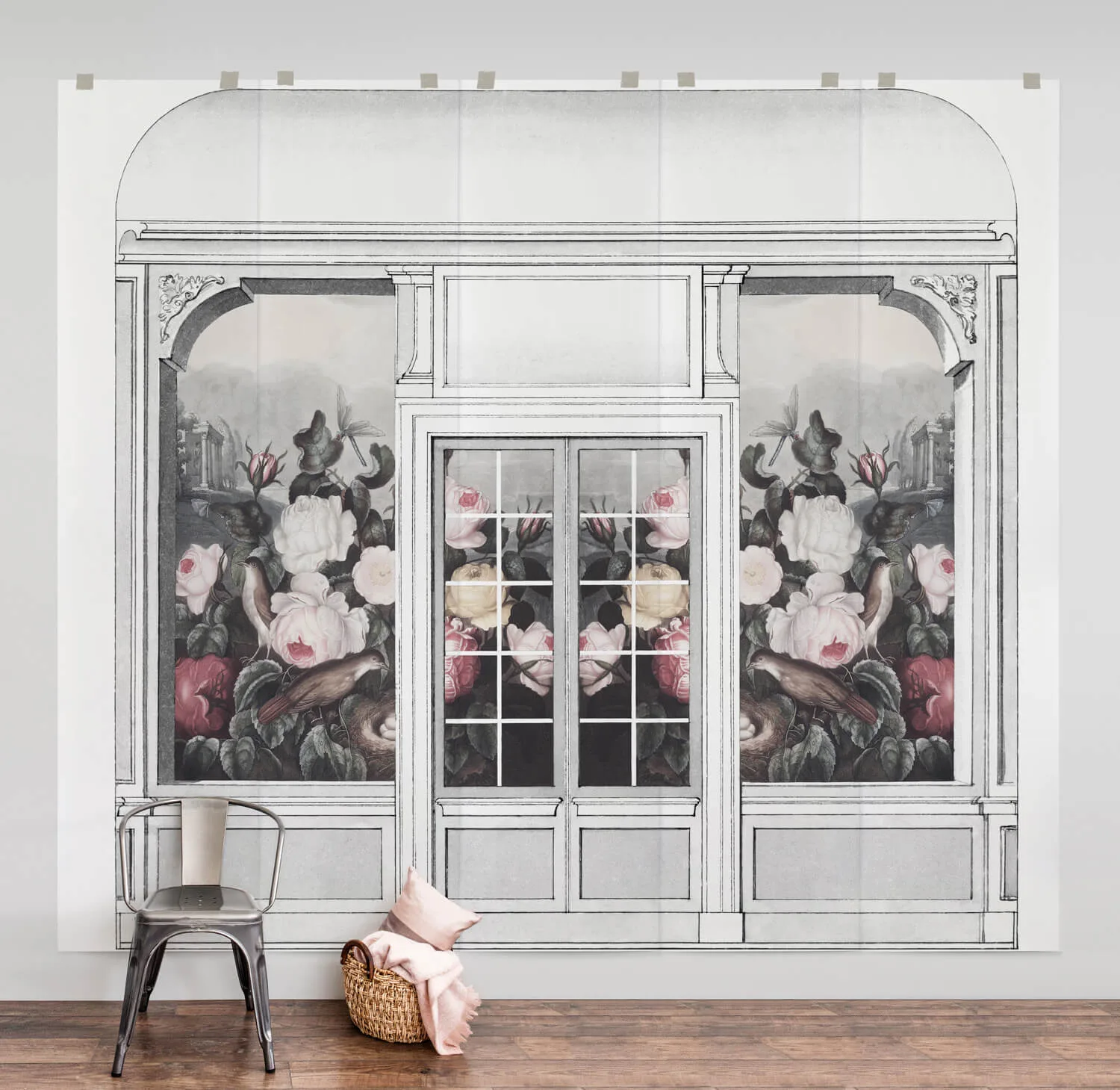 Vintage floral wall mural