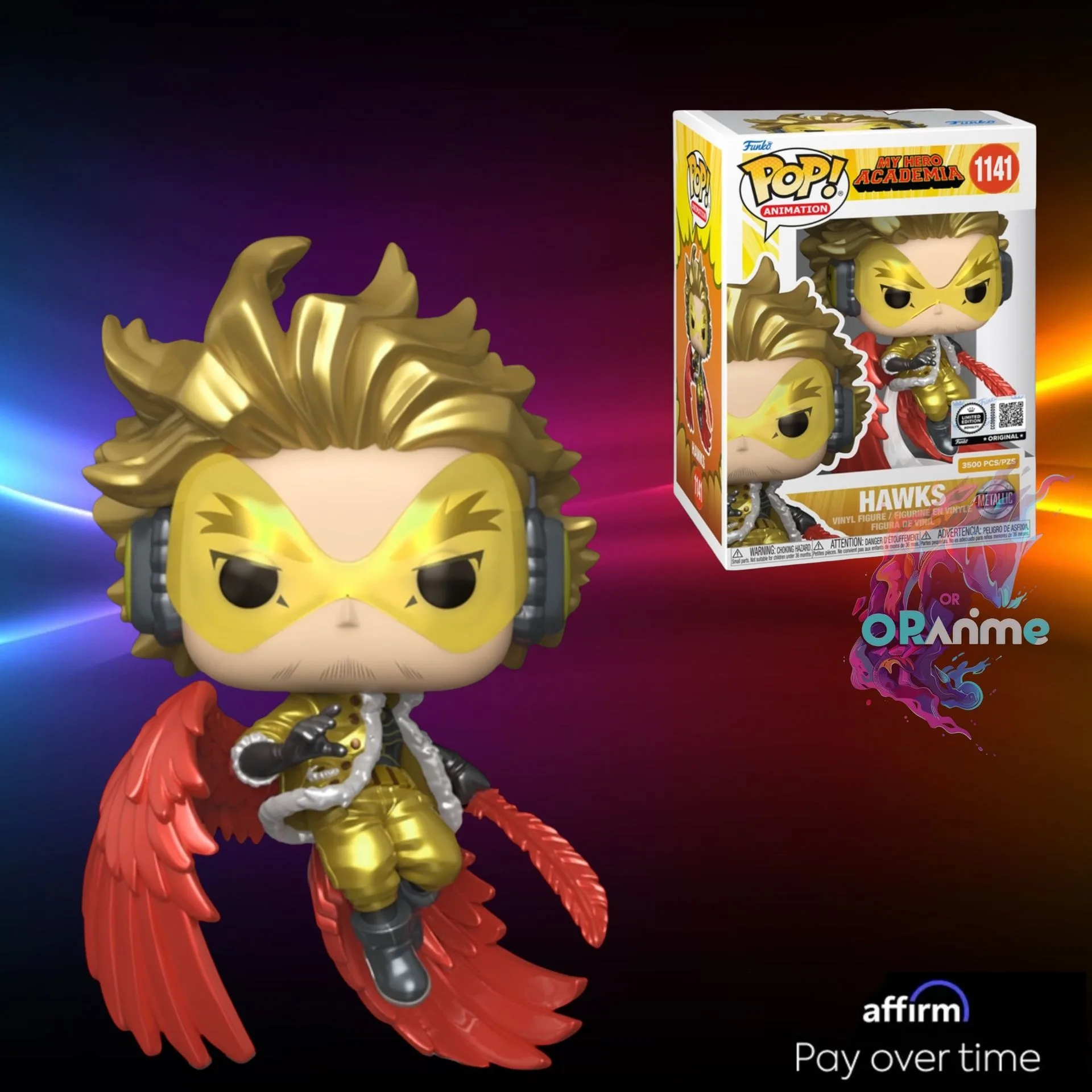 Funko Pop My Hero Academia Hawks (Metálico) #1141 LE 3500 com Protetor Rígido