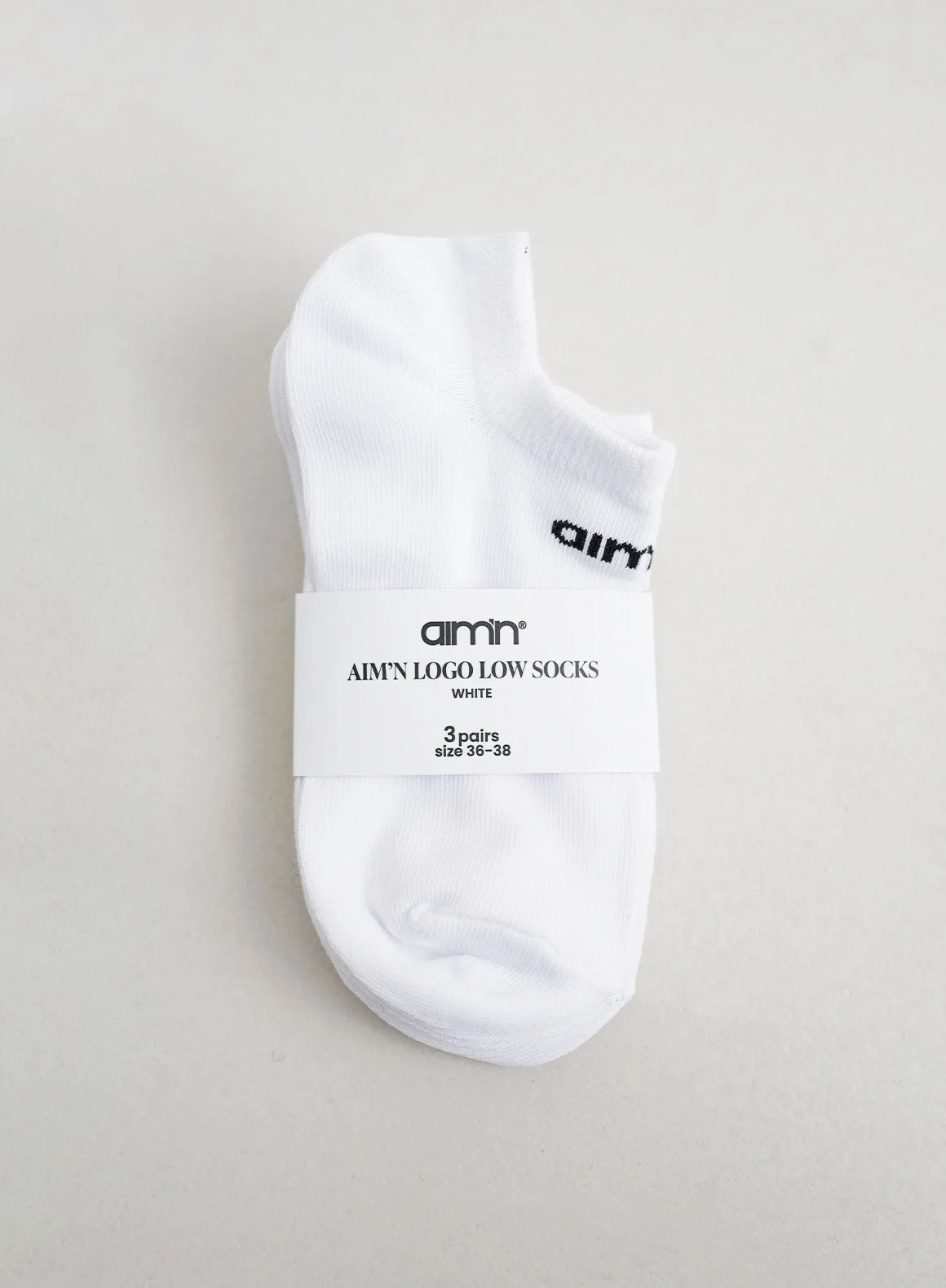 Chaussettes blanches Aim'n Logo lot de 3 : Guide taille invisible