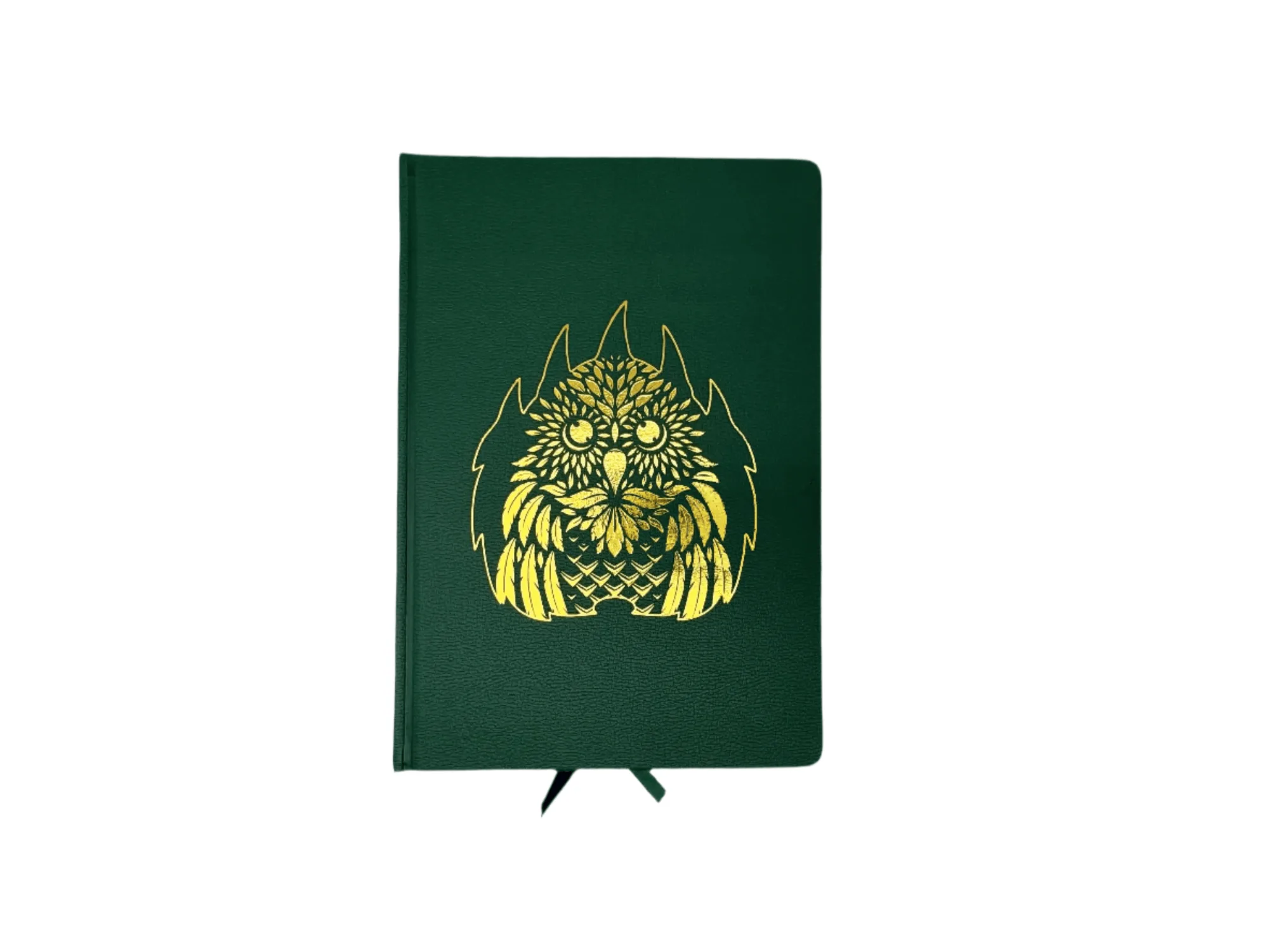 Cuaderno verde rayado con lámina dorada de Owlbear de Hexed®